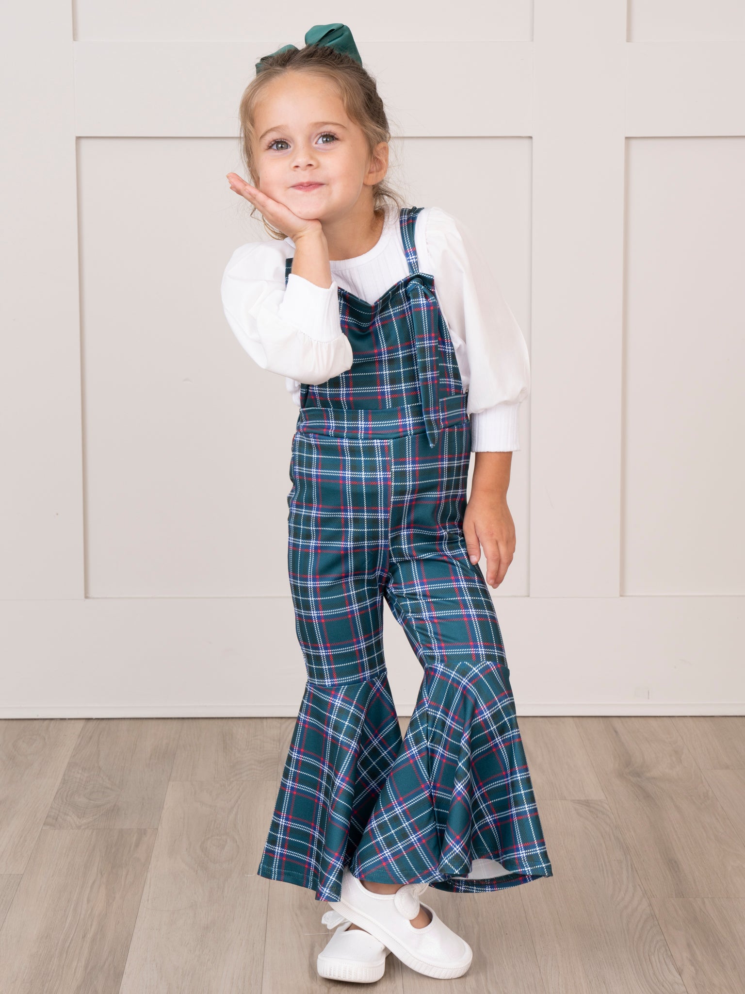 Ribbed Puff Sleeves Bell Bottom Overalls Set - Marie Nicole Clothing