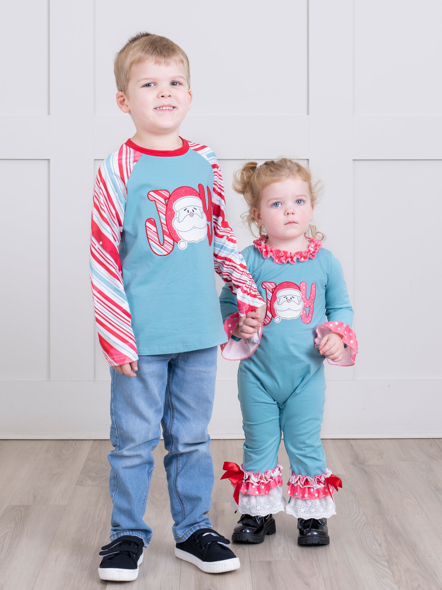 Candy Stripe Joy Raglan Sleeve Shirt - Marie Nicole Clothing