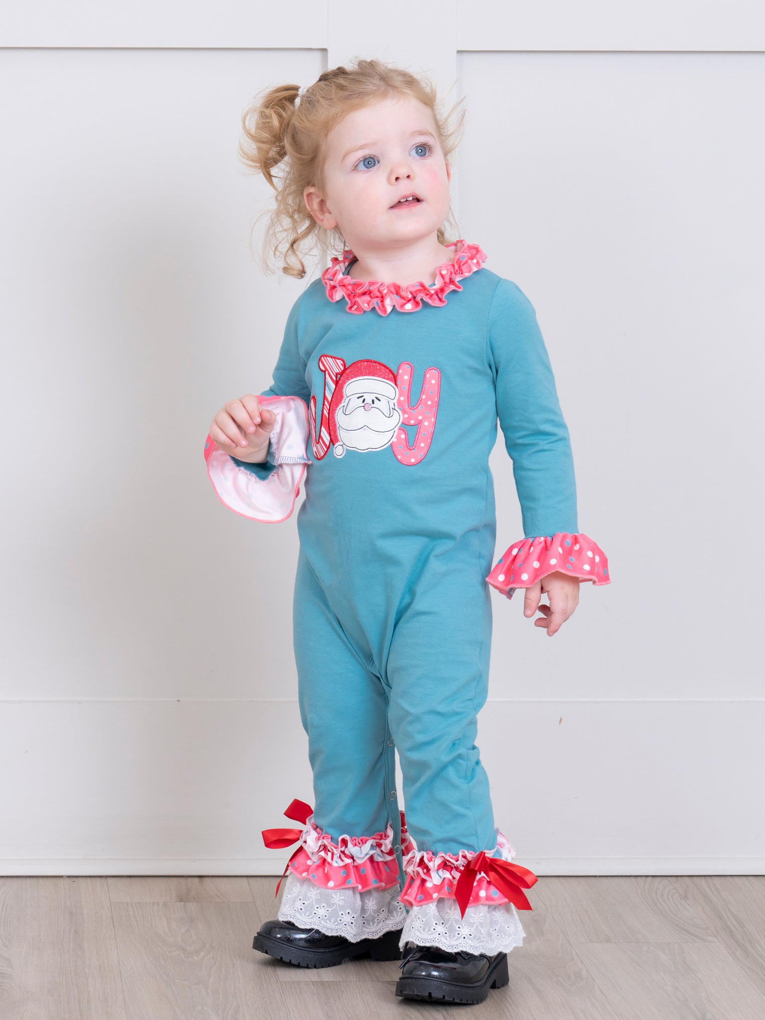 Candy Stripe Joy Ruffle Romper - Marie Nicole Clothing