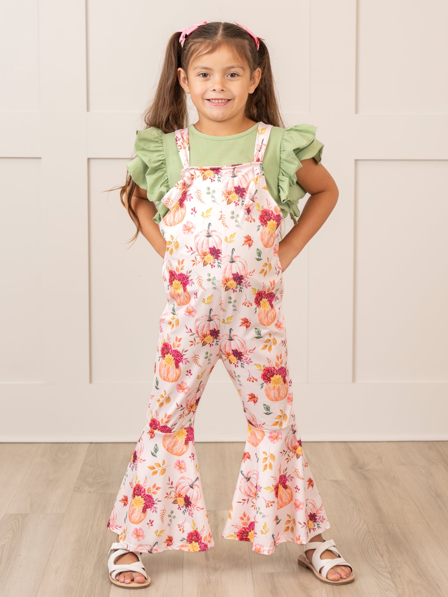 Green Gourd Bouquet Overalls Set - Marie Nicole Clothing