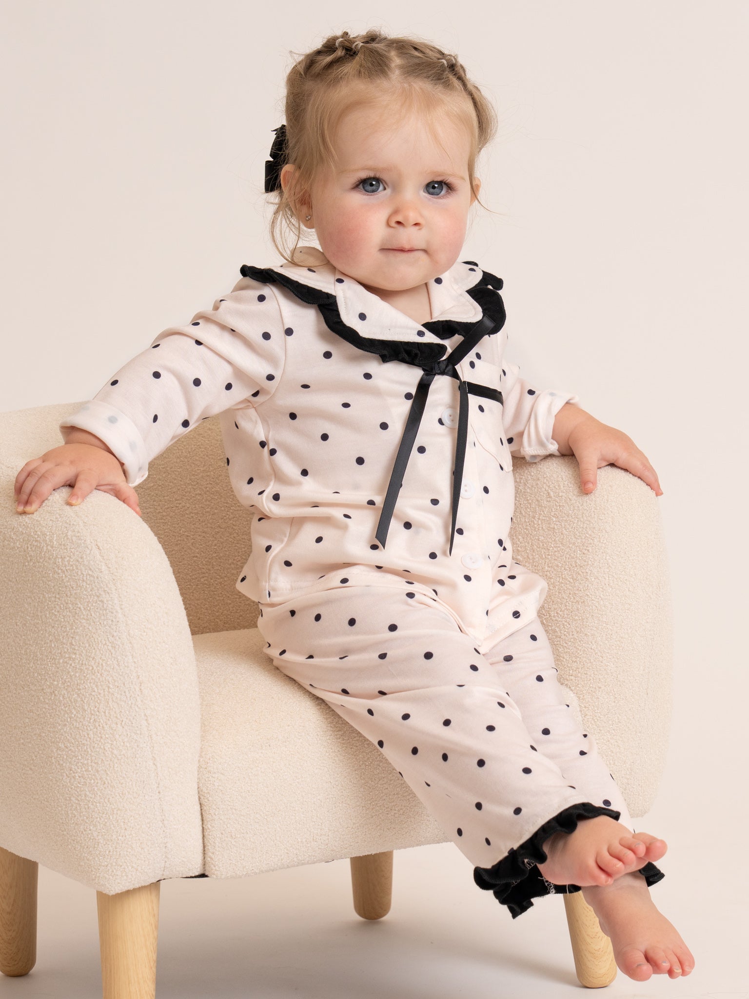Polka Dot Ruffle Pajamas - Marie Nicole Clothing
