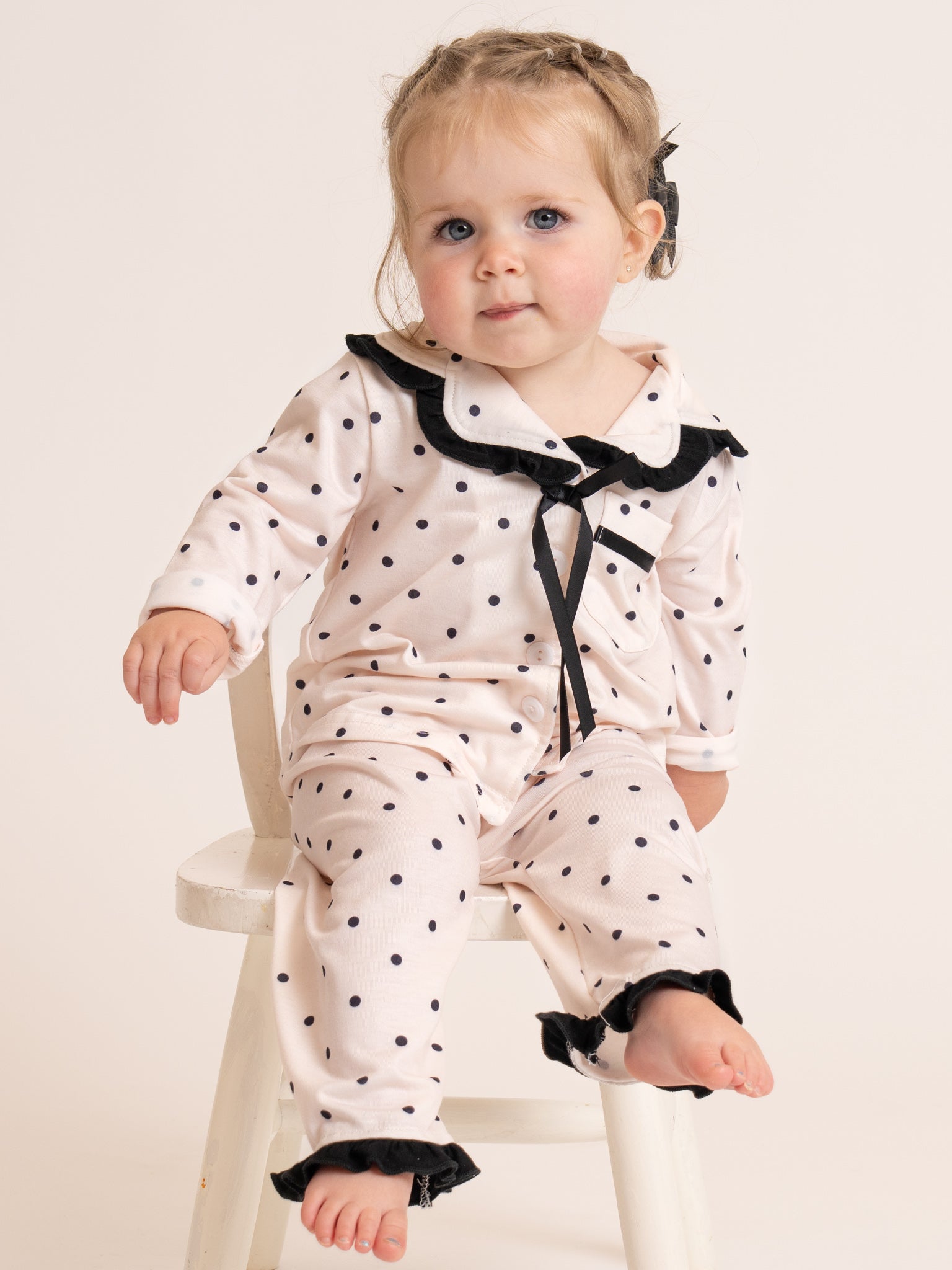 Polka Dot Ruffle Pajamas - Marie Nicole Clothing
