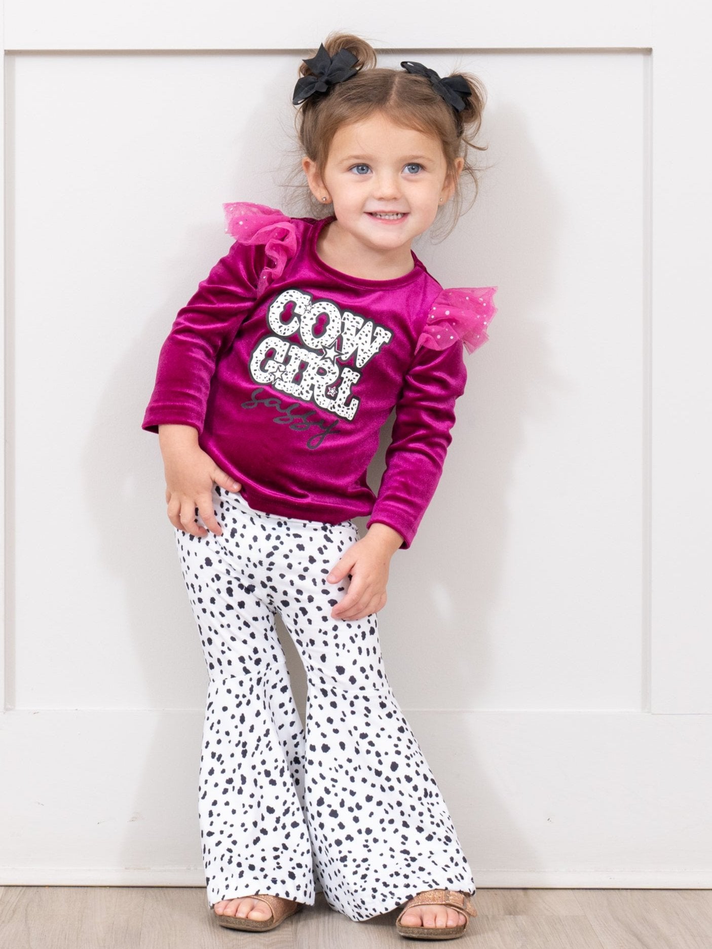 Maroon Cow Girl Velvet Bell Bottom Outfit - Marie Nicole Clothing