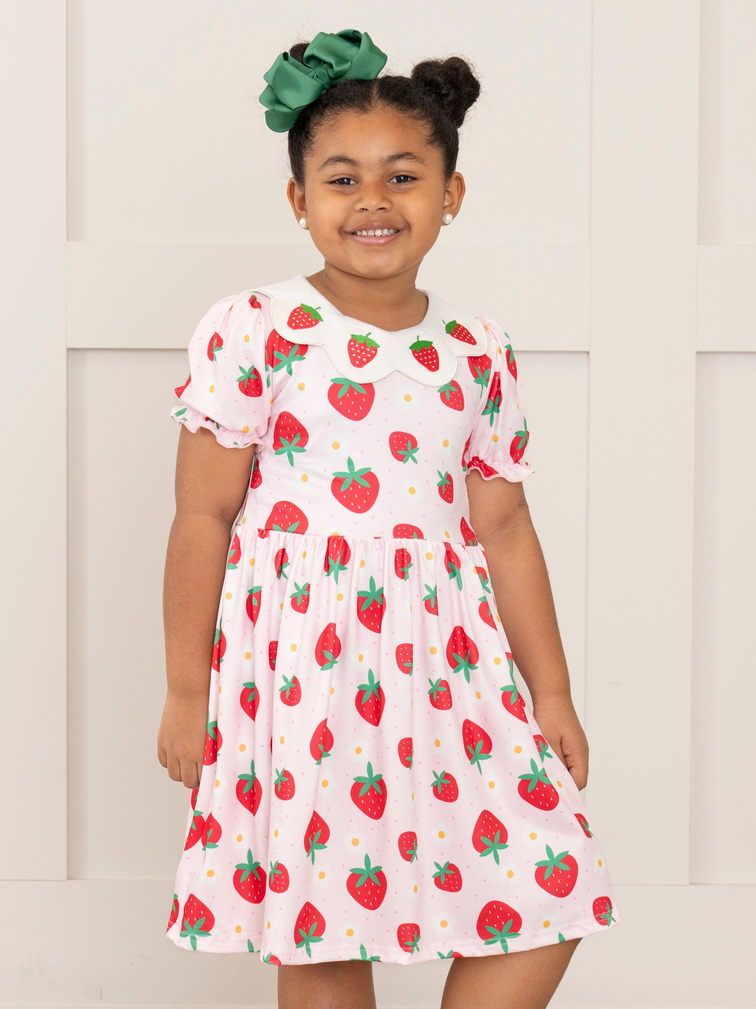 Strawberry Festival Puff Sleeve Dress - Marie Nicole Clothing