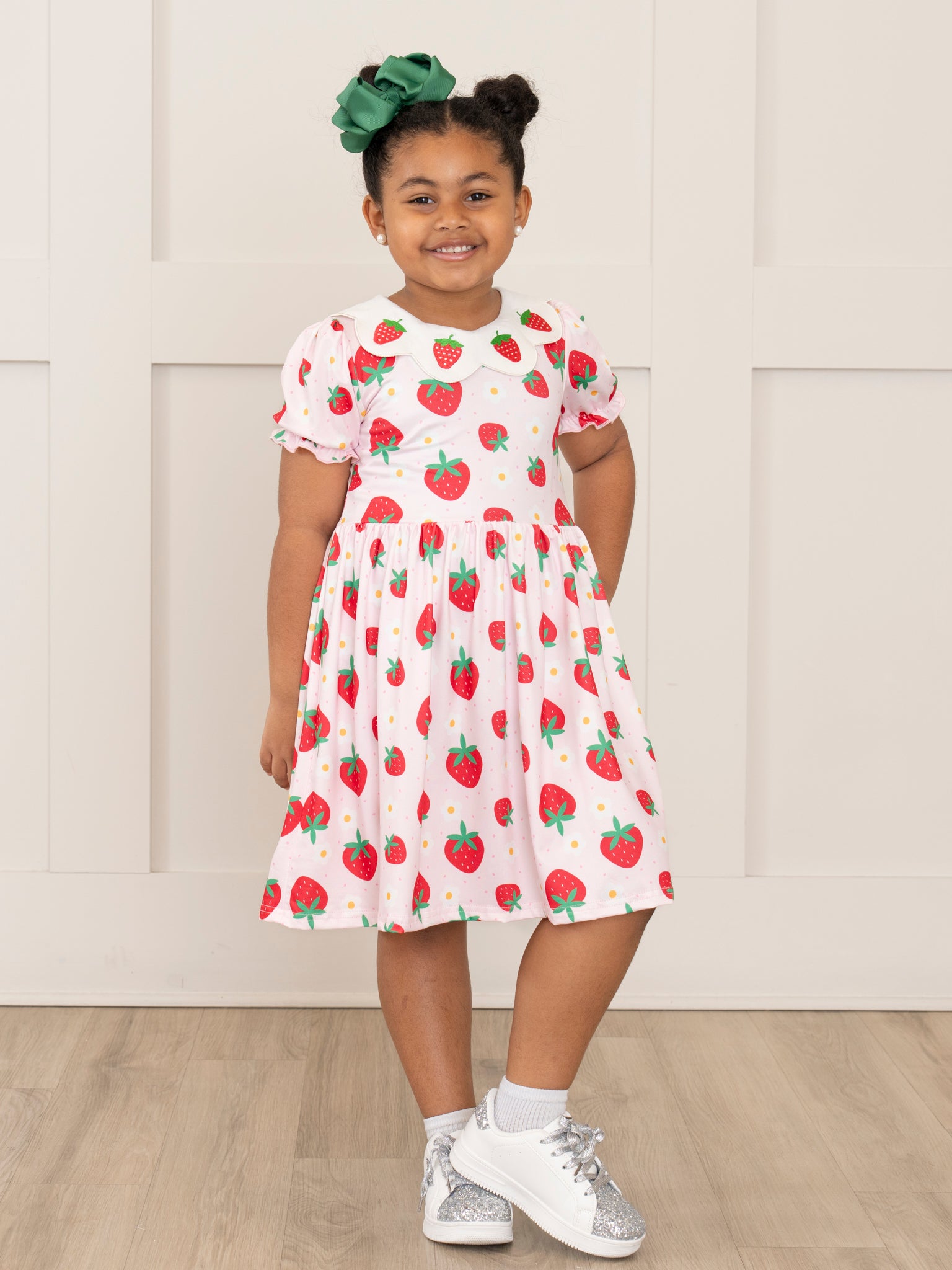 Strawberry Festival Puff Sleeve Dress - Marie Nicole Clothing