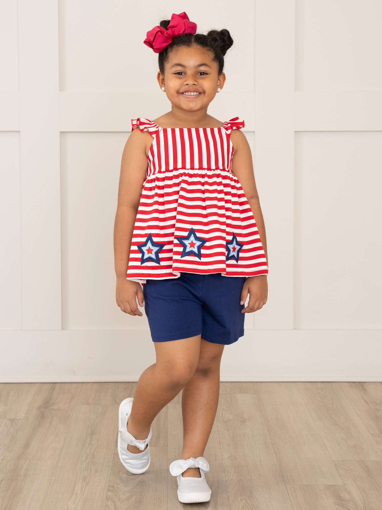 Red Striped Fireworks Ruffle Outfit - Marie Nicole Clothing