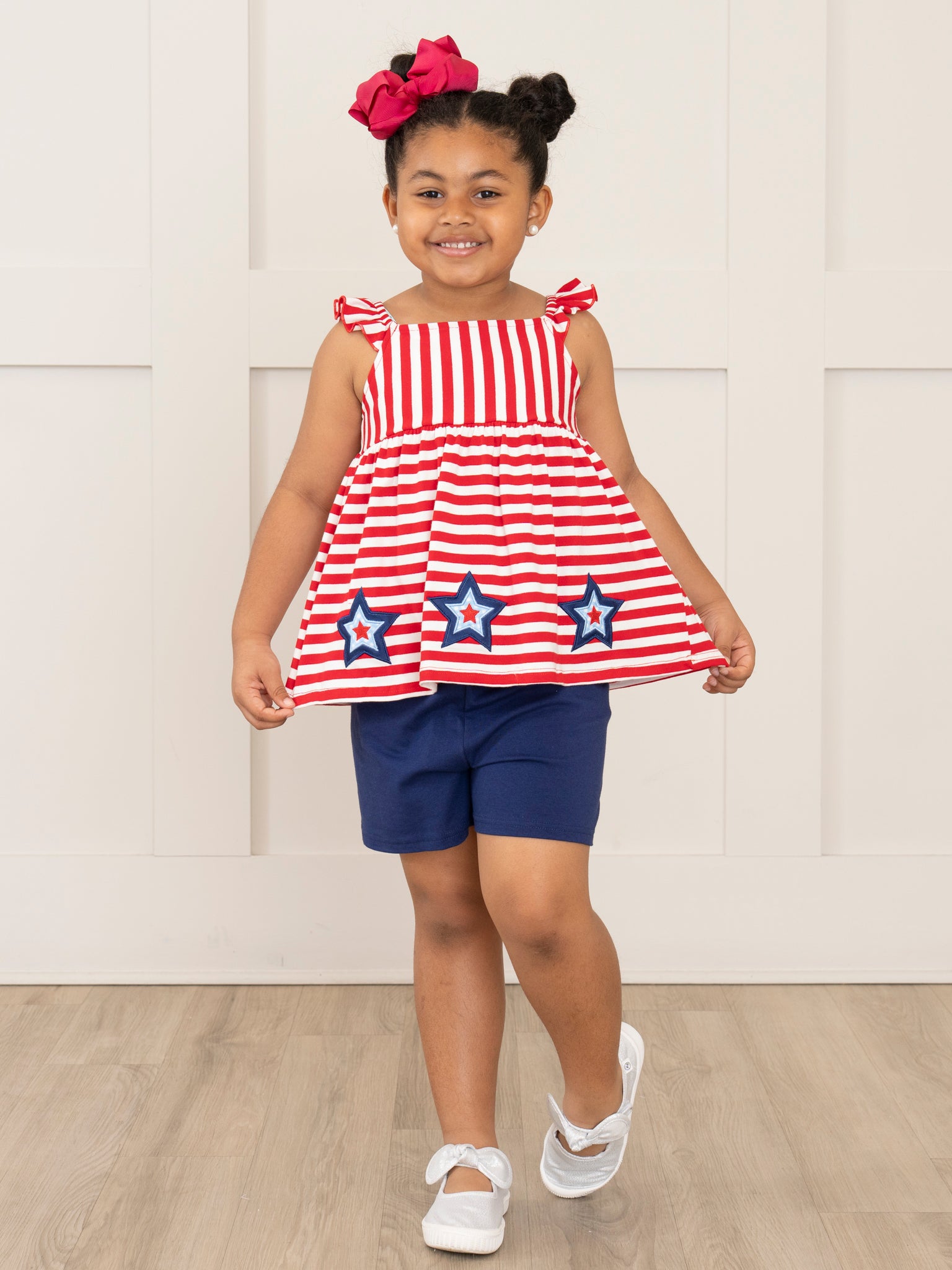 Red Striped Fireworks Ruffle Outfit - Marie Nicole Clothing