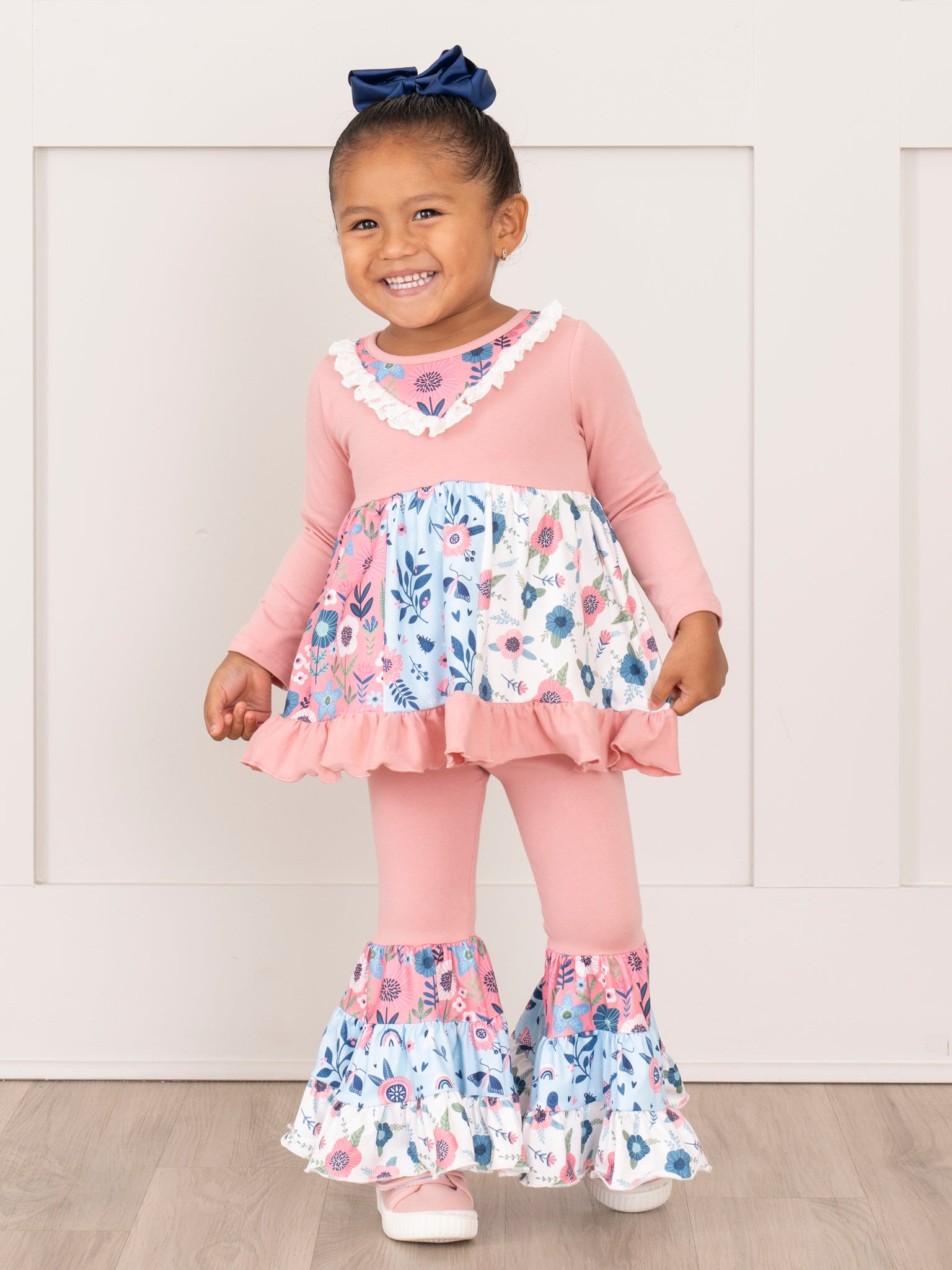 Blush Garden Ruffle Bell Bottoms Outfit - Marie Nicole Clothing