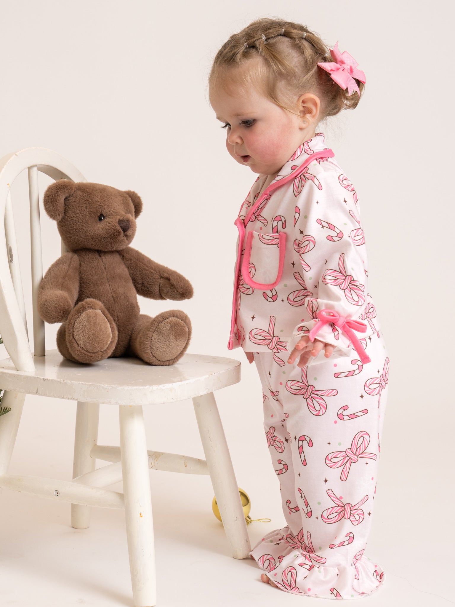 Candy Cane Lane Cropped Ruffle Pajamas - Marie Nicole Clothing