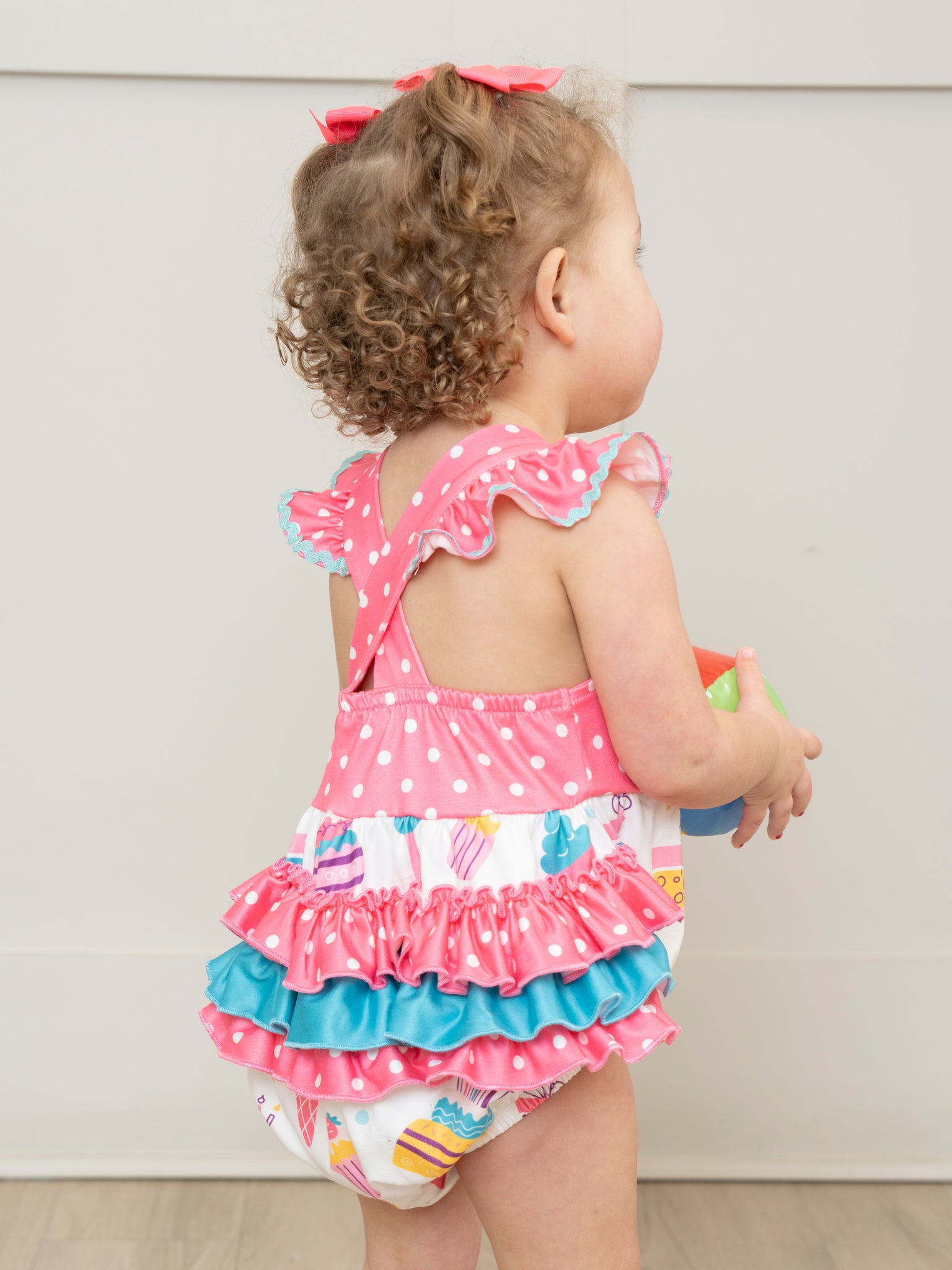 Pink Party Treats Ruffle Bubble Romper - Marie Nicole Clothing