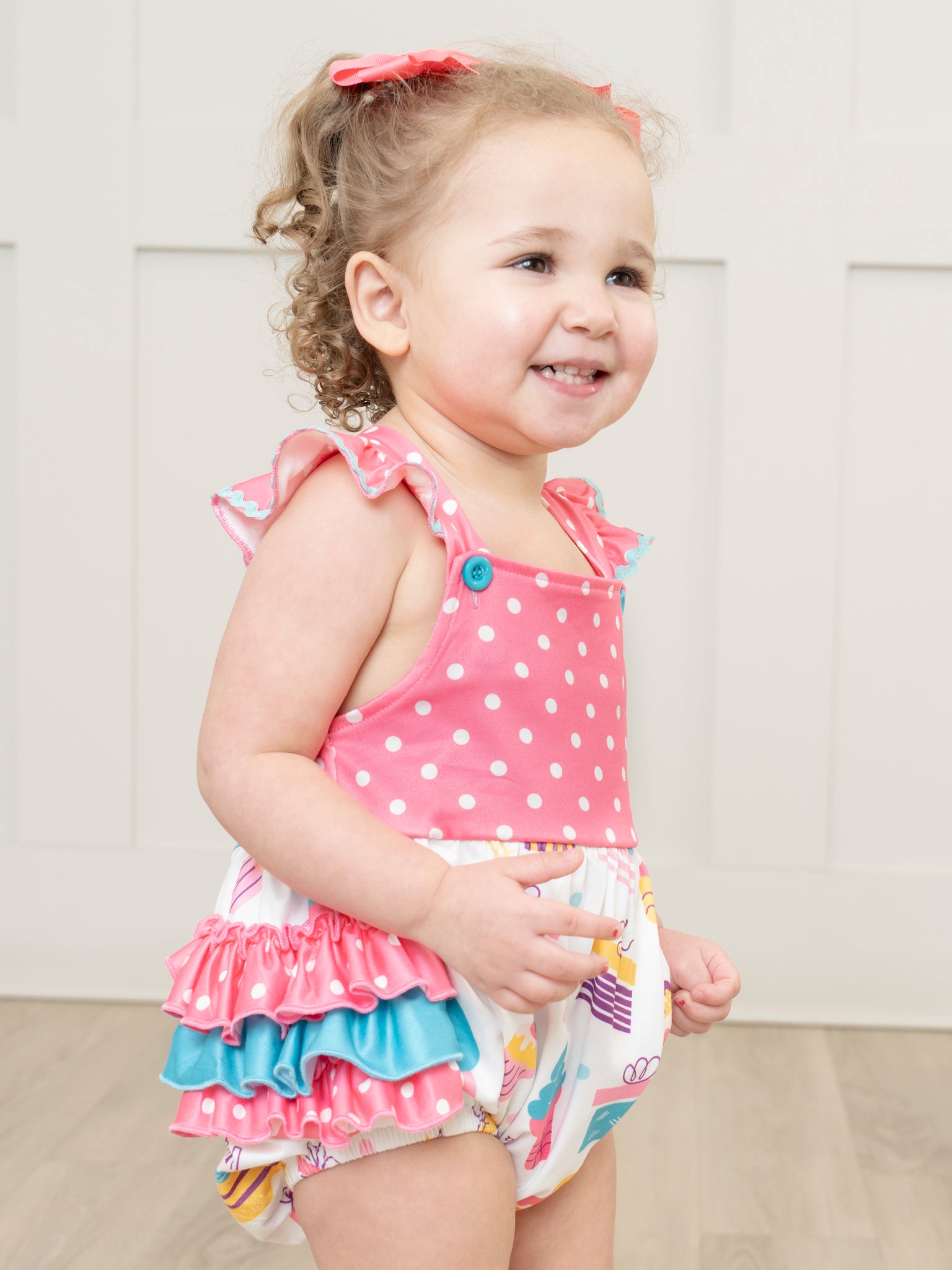 Pink Party Treats Ruffle Bubble Romper - Marie Nicole Clothing