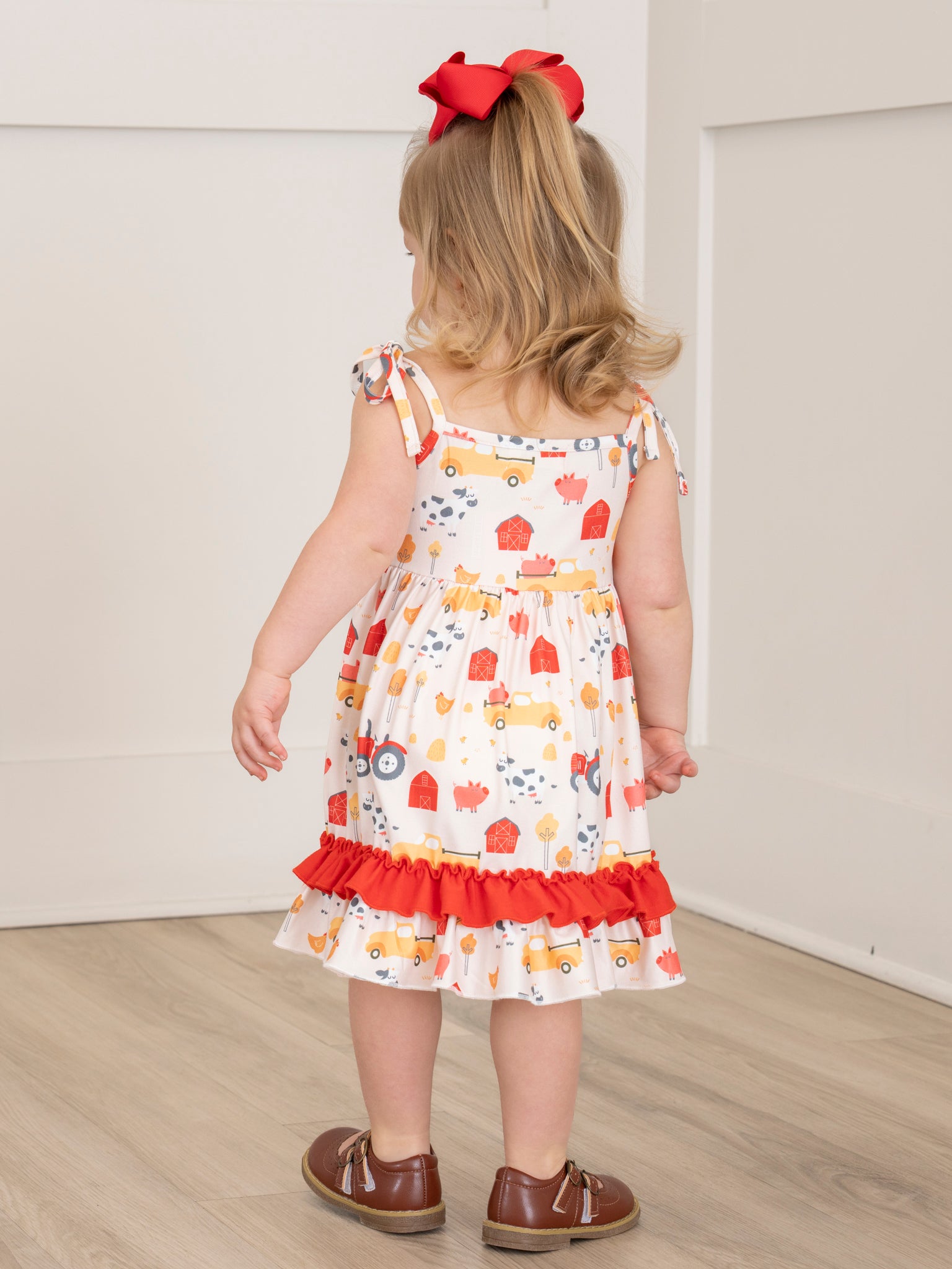Farm Friends Smocked Ruffle Dress - Marie Nicole Clothing