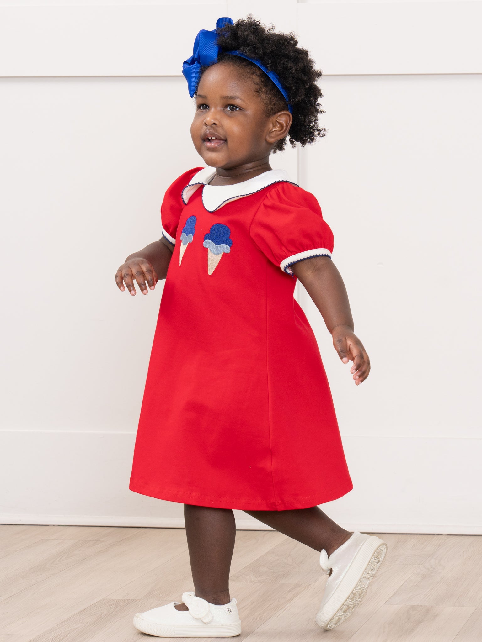 Ice Cream & Independence Embroidered Ruffle Dress - Marie Nicole Clothing