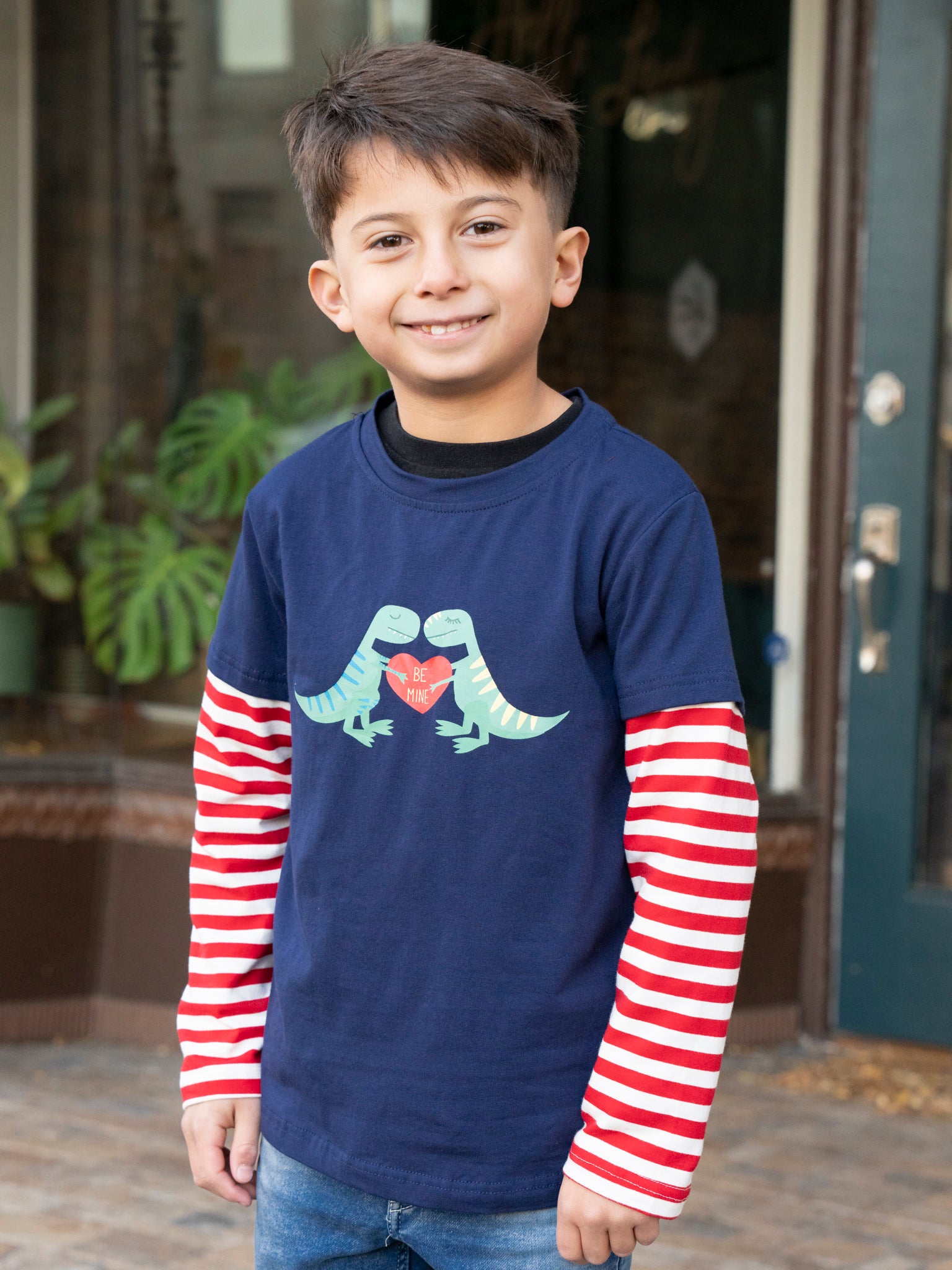 Navy Dinosaur Hearts Shirt - Marie Nicole Clothing