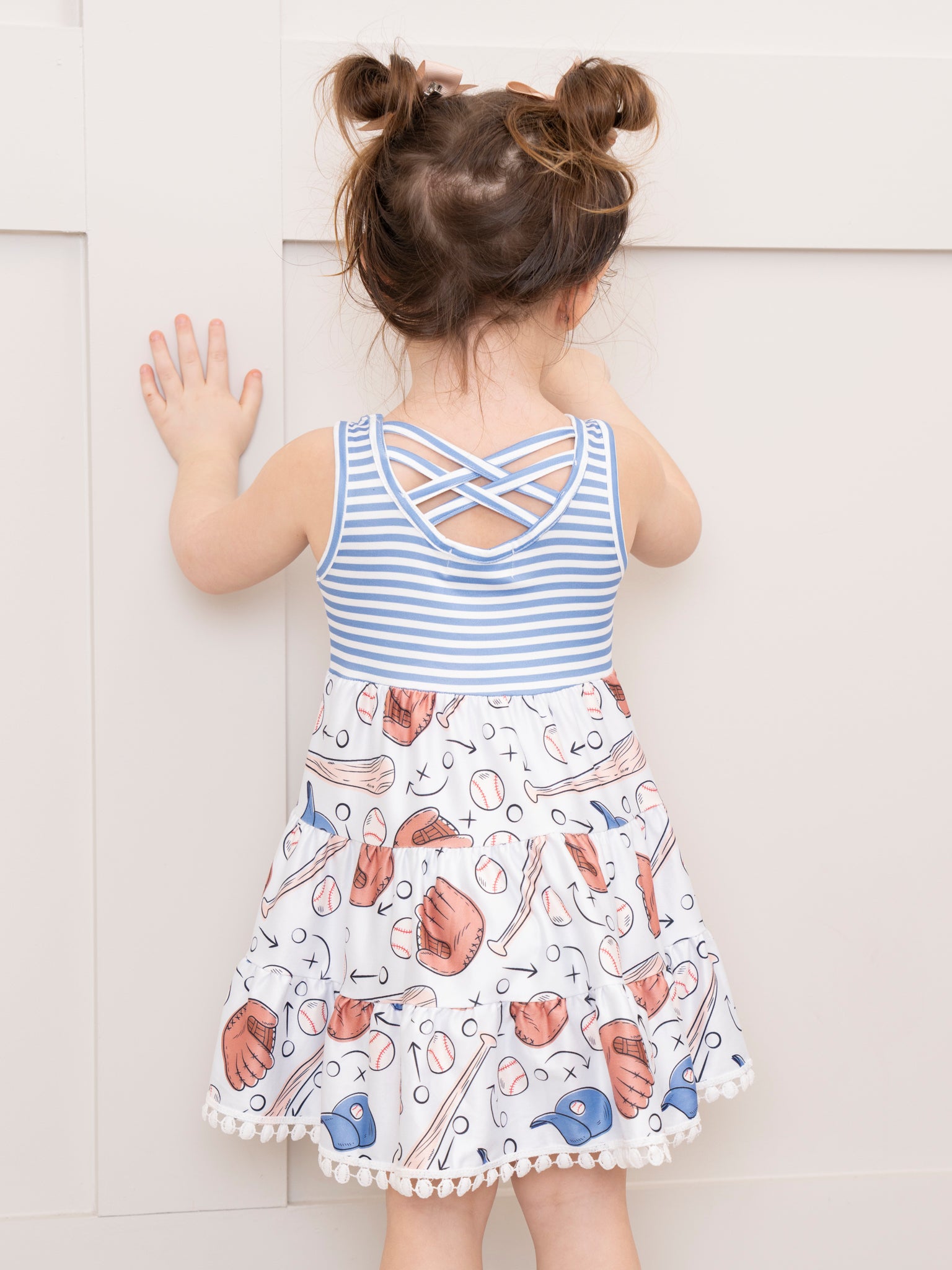 Blue Stripes Baseball Dress - Marie Nicole Clothing