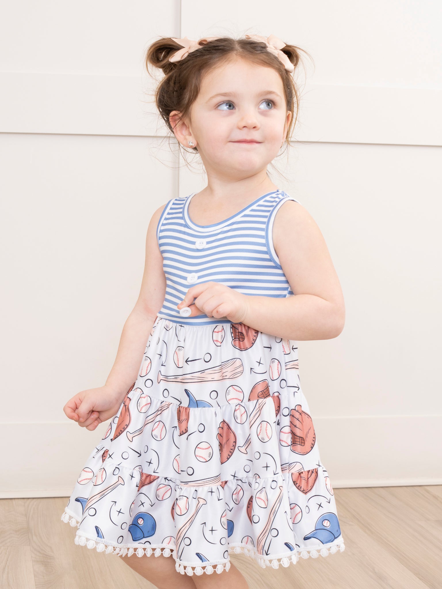 Blue Stripes Baseball Dress - Marie Nicole Clothing