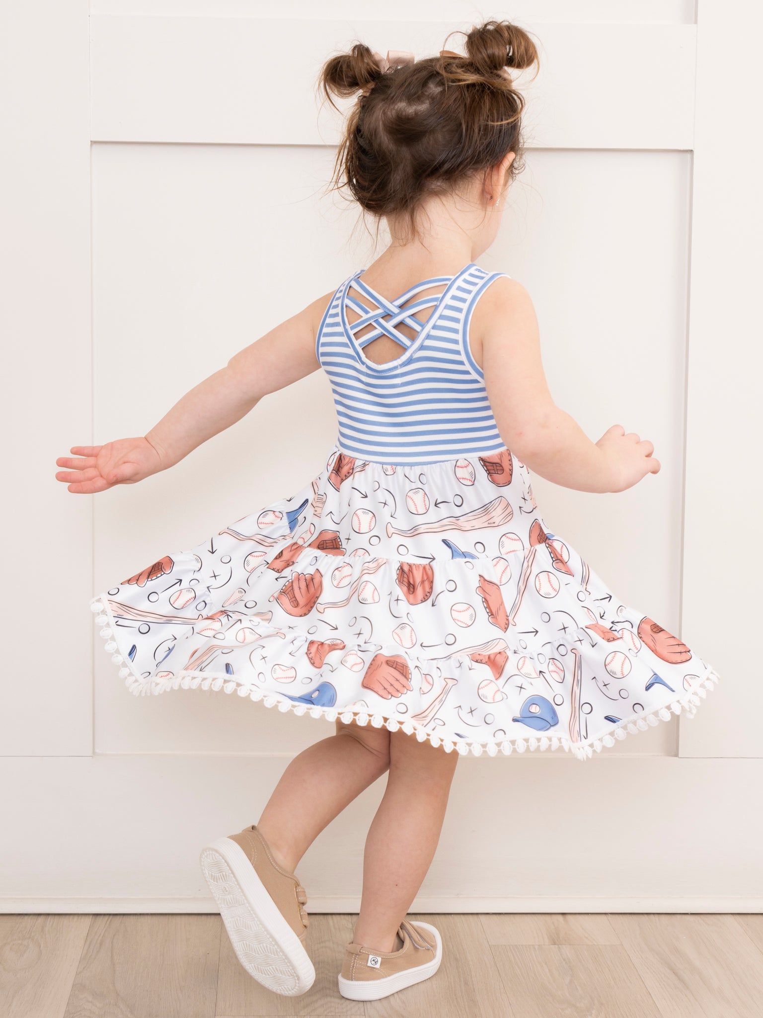Blue Stripes Baseball Dress - Marie Nicole Clothing