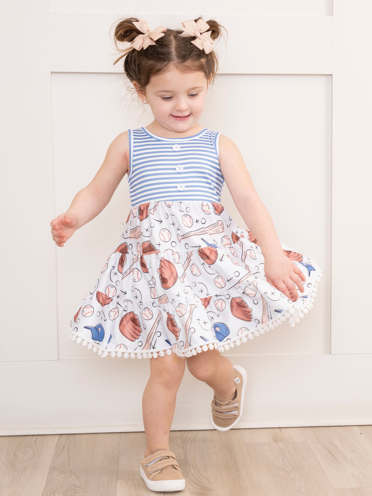 Blue Stripes Baseball Dress - Marie Nicole Clothing