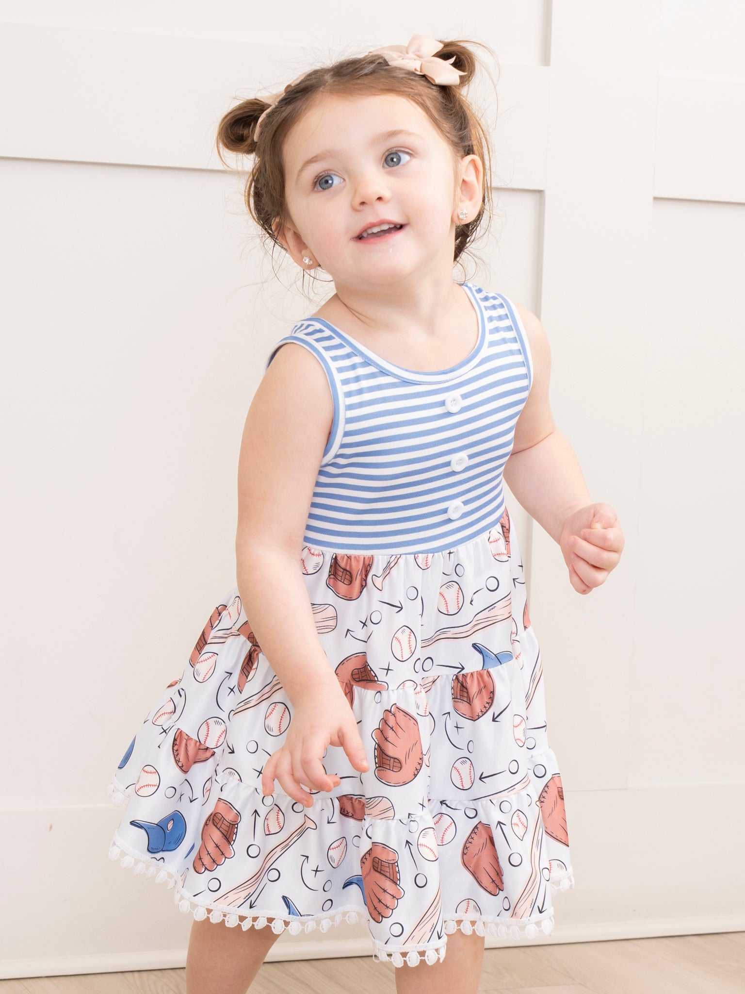 Blue Stripes Baseball Dress - Marie Nicole Clothing