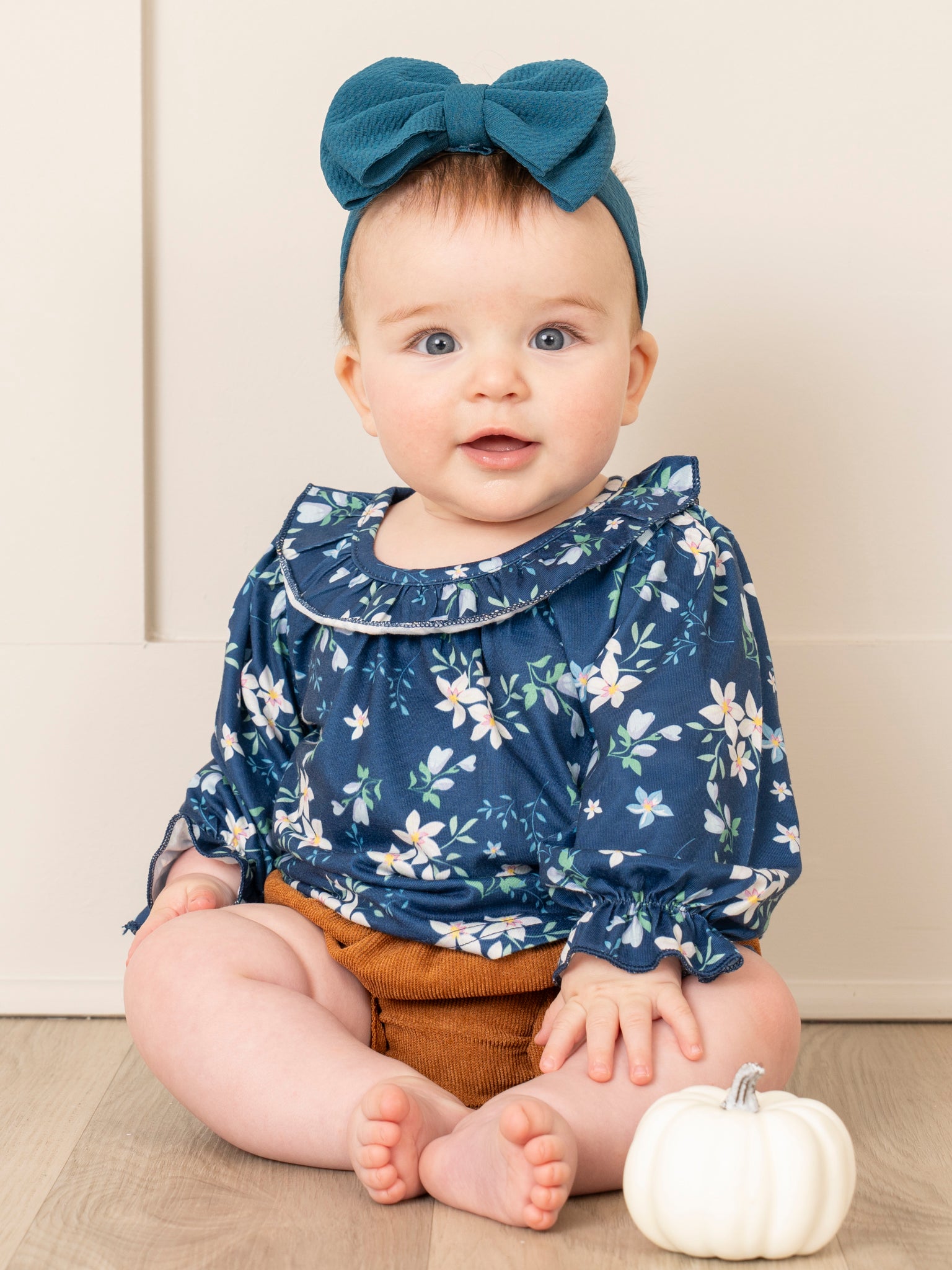 Blue Blooms & Corduroy Bloomers Outfit - Marie Nicole Clothing