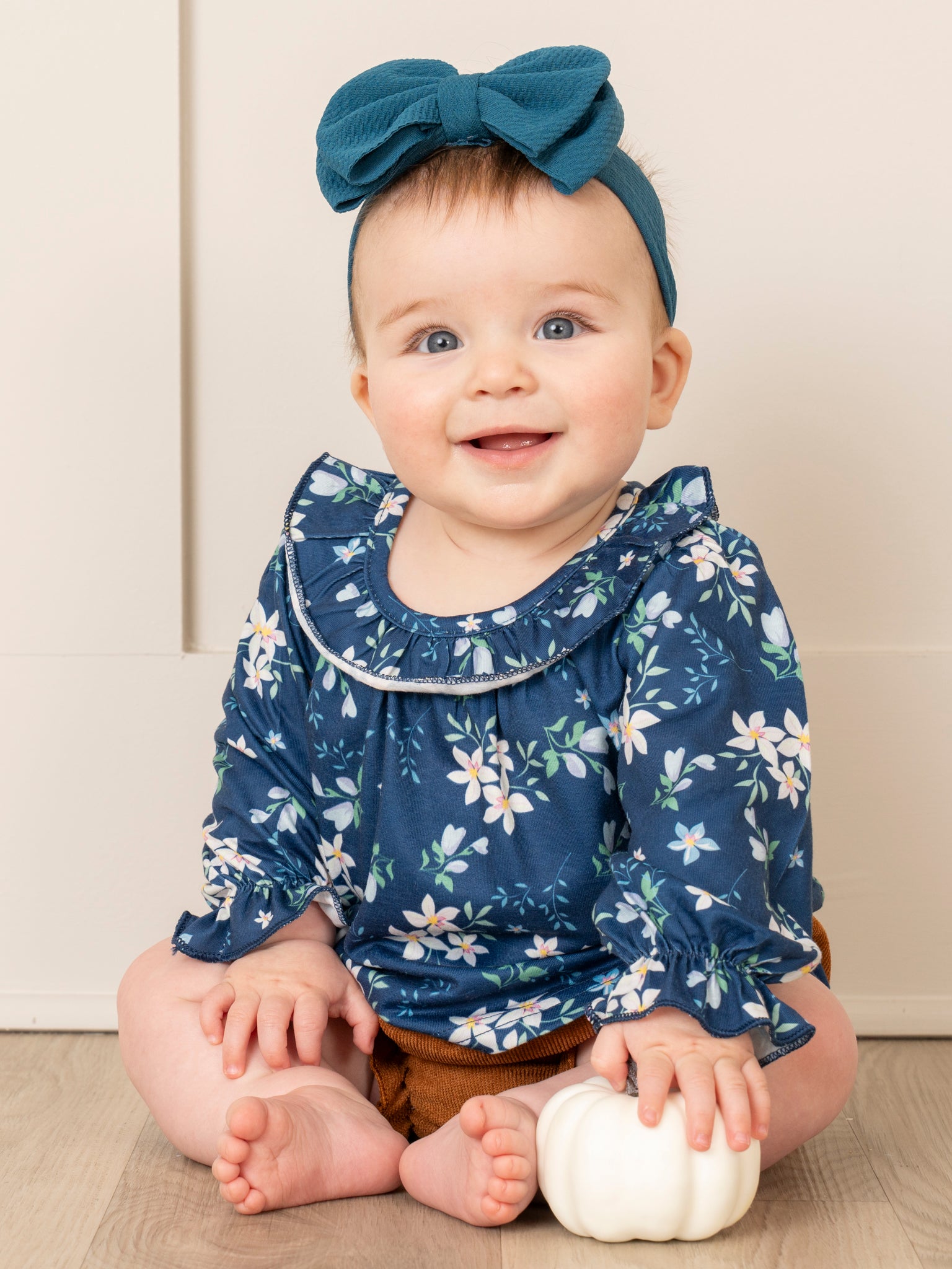 Blue Blooms & Corduroy Bloomers Outfit - Marie Nicole Clothing
