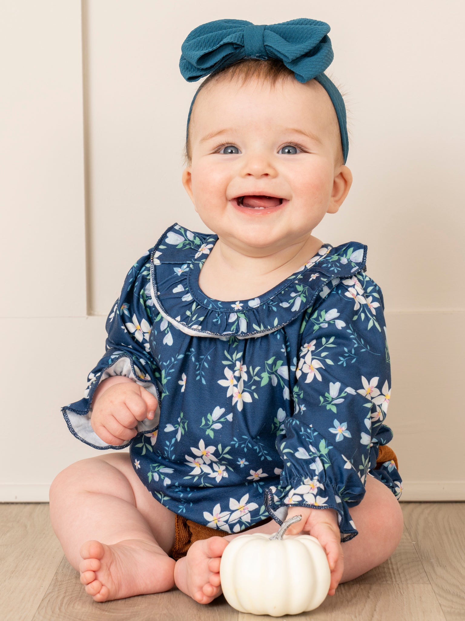 Blue Blooms & Corduroy Bloomers Outfit - Marie Nicole Clothing