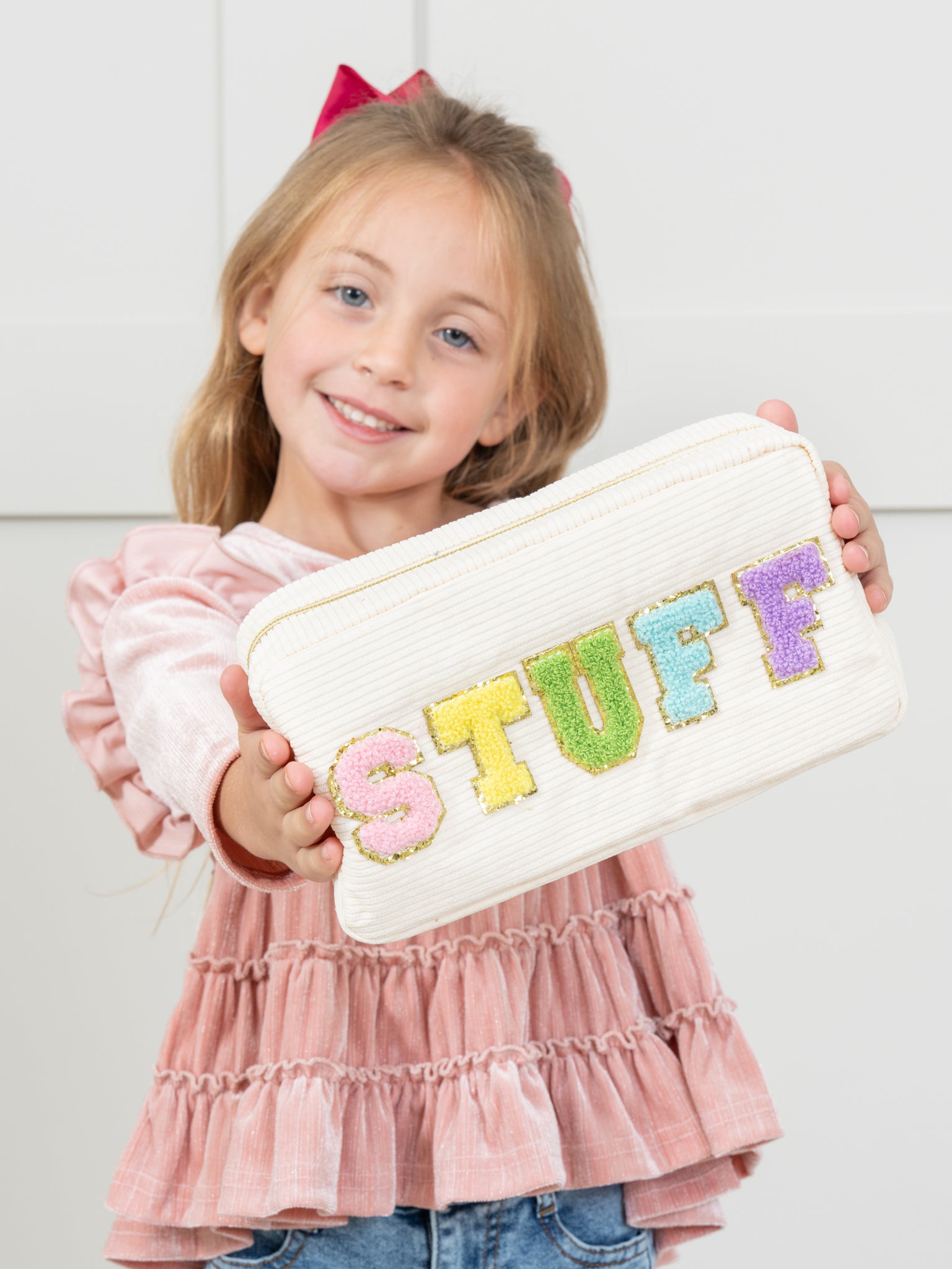 Corduroy Patch Zippered Pouch - Marie Nicole Clothing