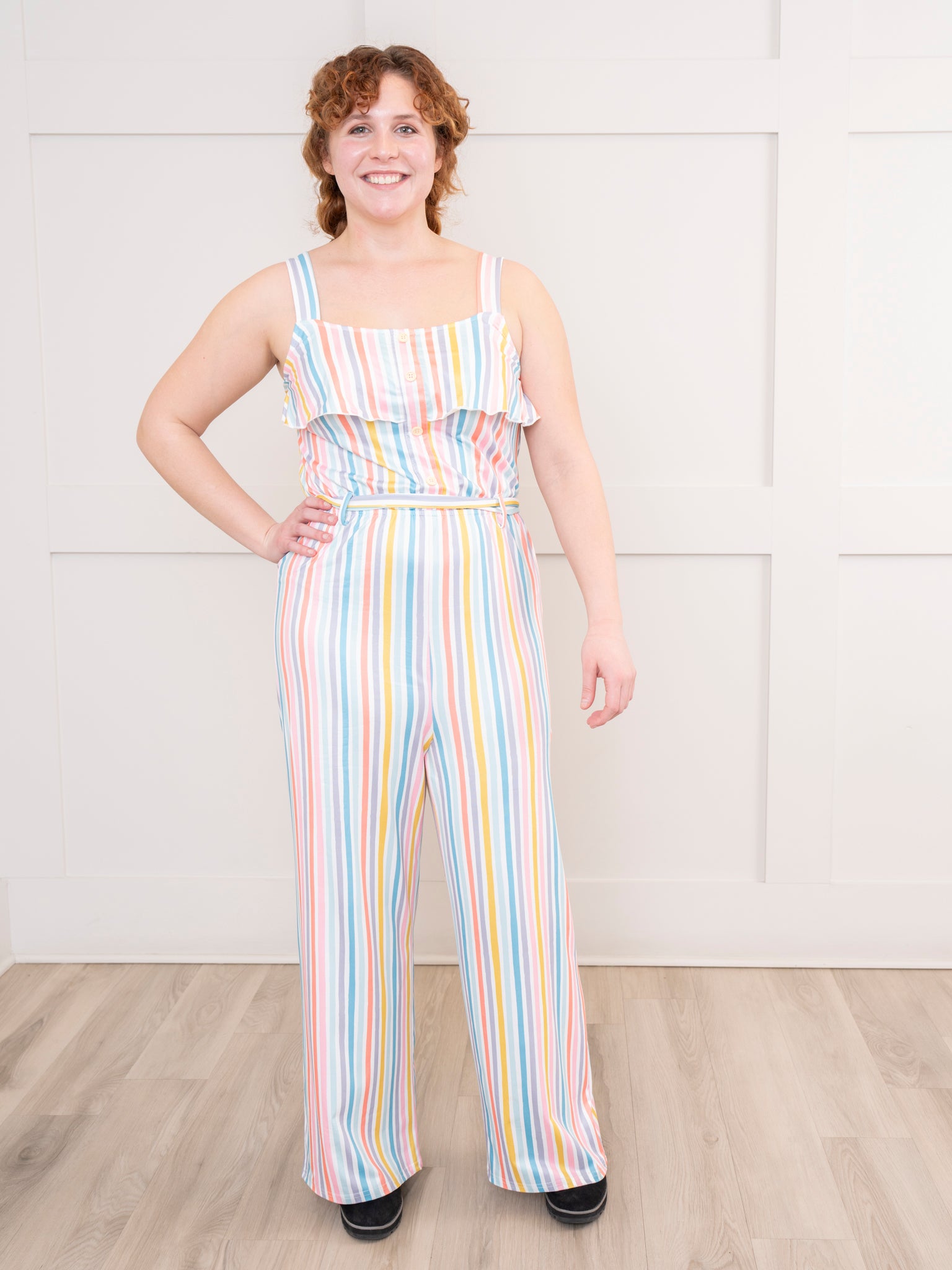Mom & Me Rainbow Stripes Ruffle Jumpsuit - Marie Nicole Clothing