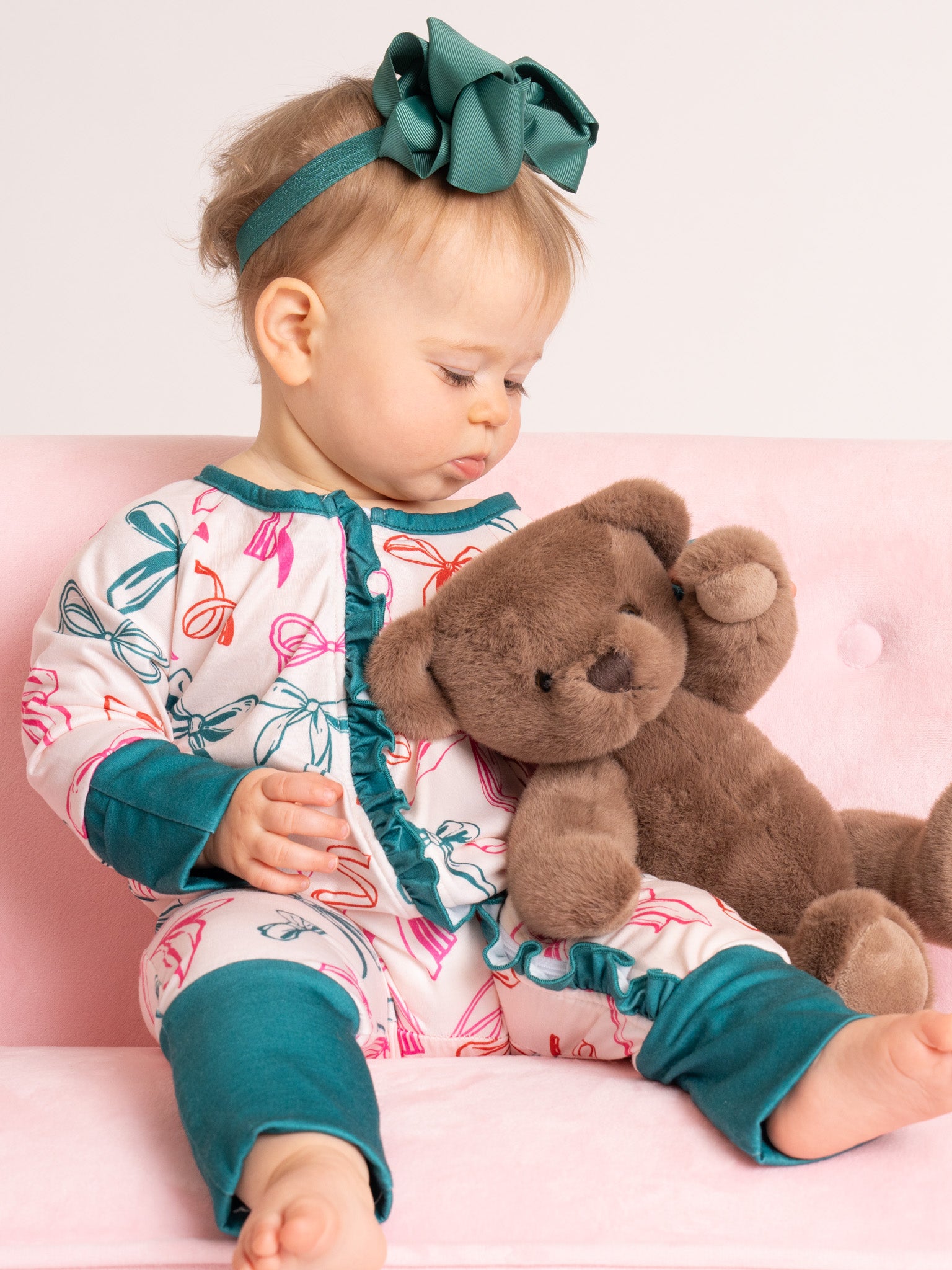 Jolly Bowtie Ruffle Sleeper Pajamas - Marie Nicole Clothing