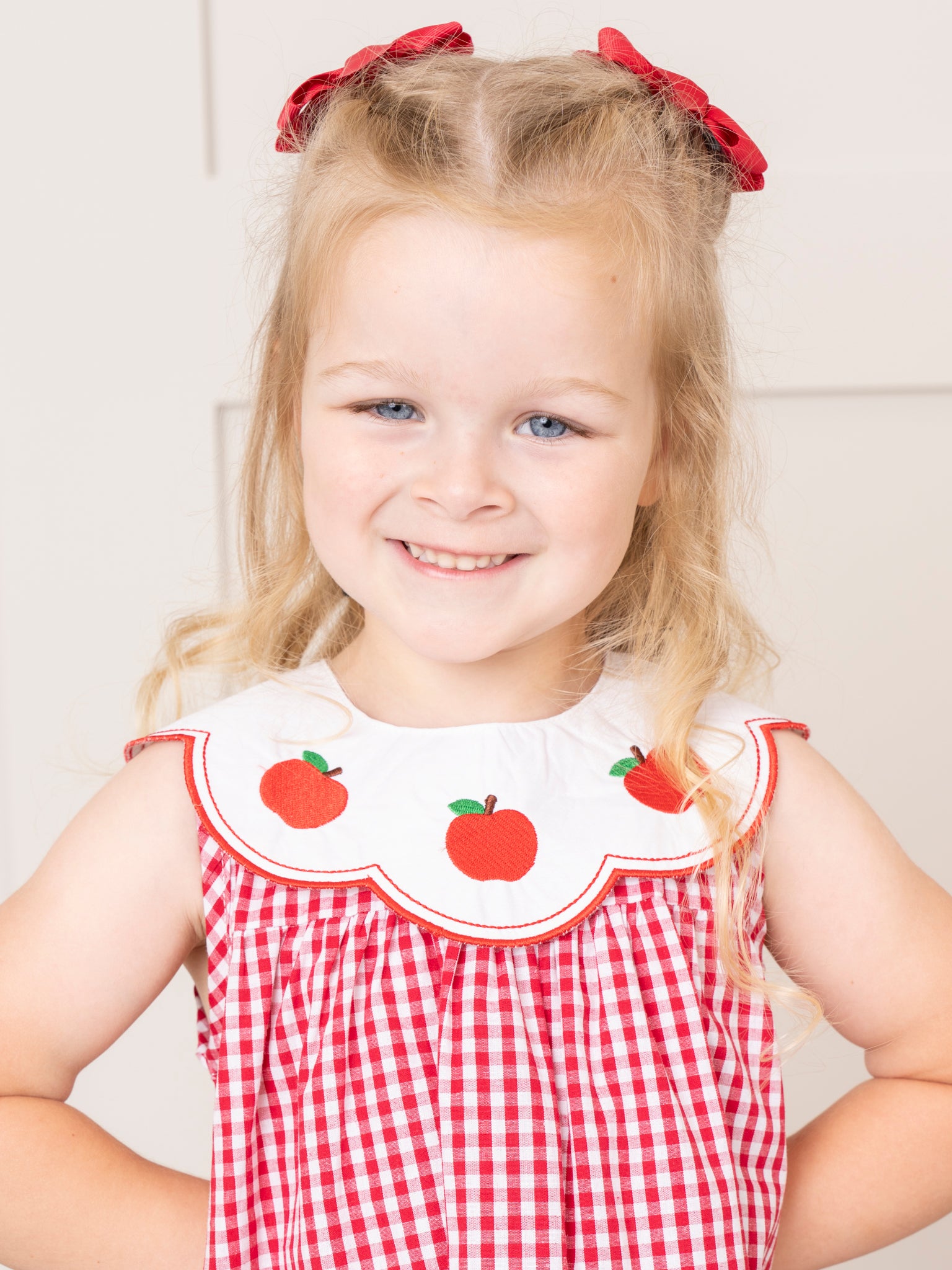 Red Gingham Apple Collar Dress - Marie Nicole Clothing