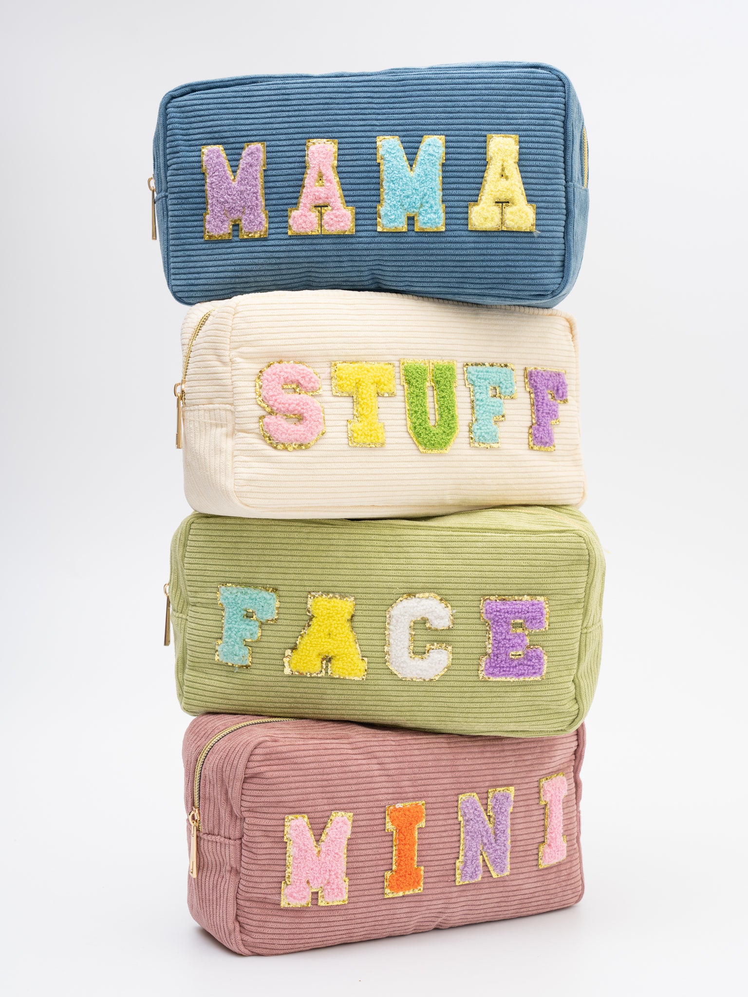 Corduroy Patch Zippered Pouch - Marie Nicole Clothing