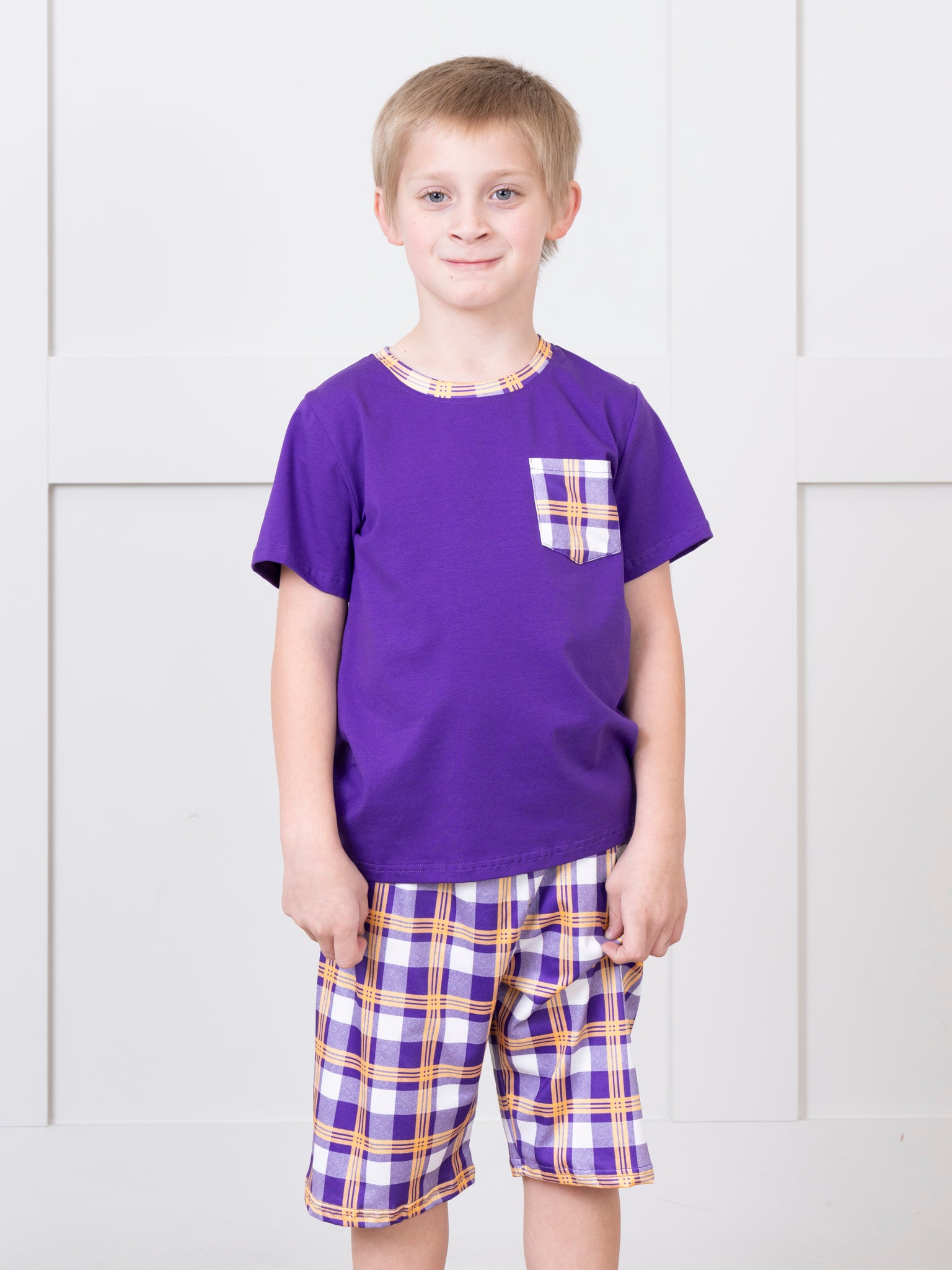 Purple & Gold Plaid Outfit - Marie Nicole Clothing