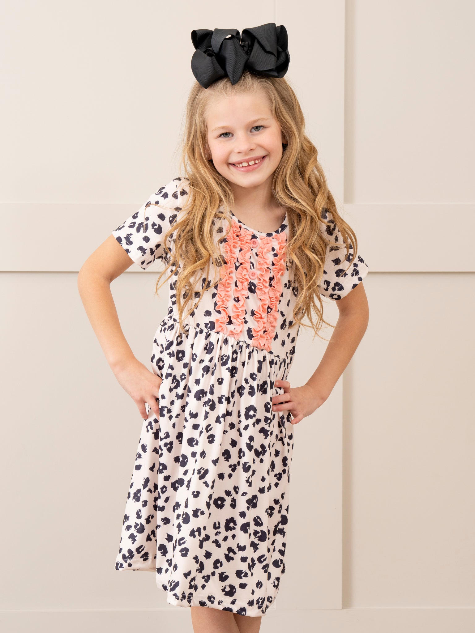 Leopard & Pink Ruffle Dress - Marie Nicole Clothing