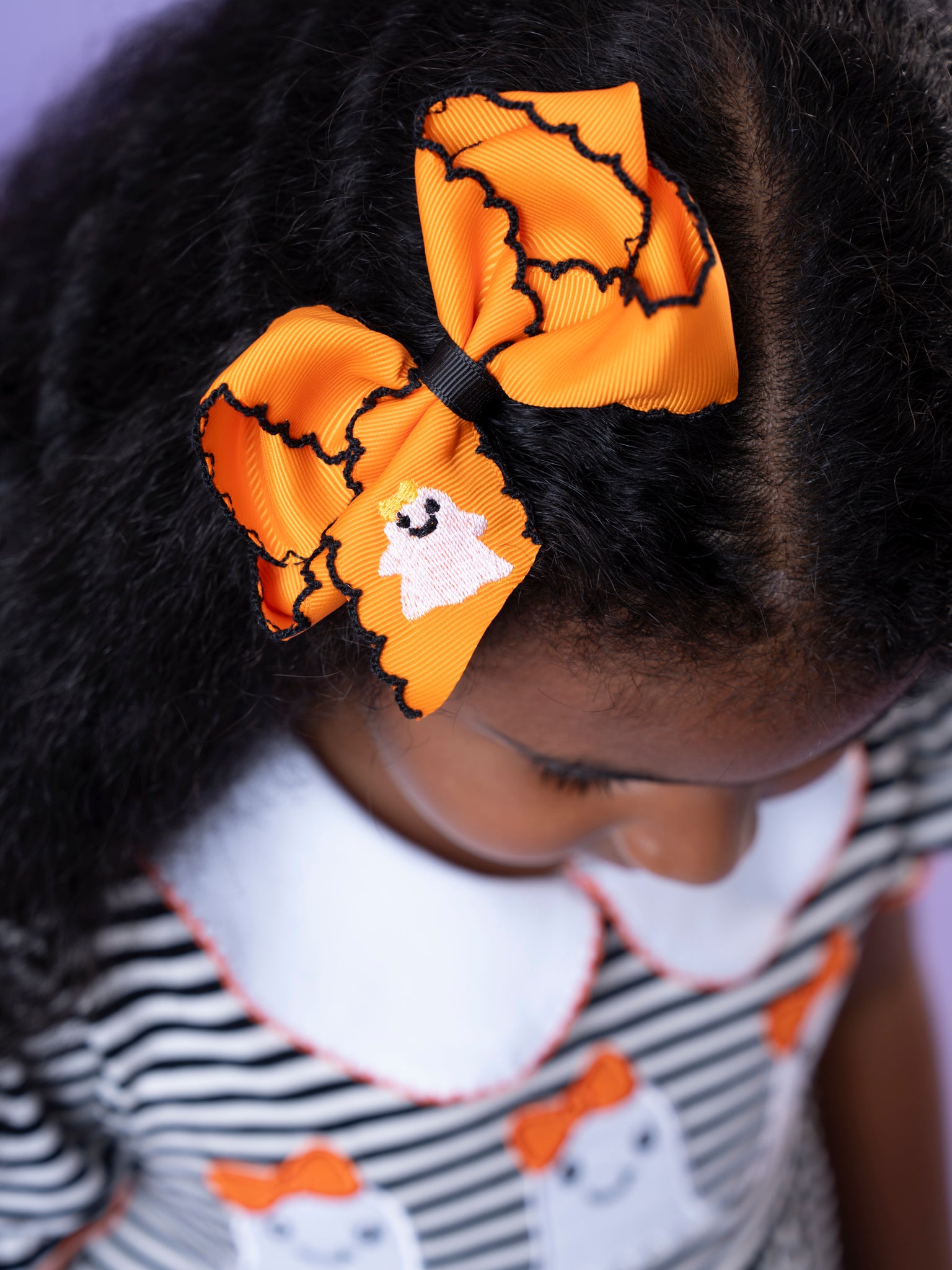 Peek - a - Boo Embroidered Bow - Orange - Marie Nicole Clothing