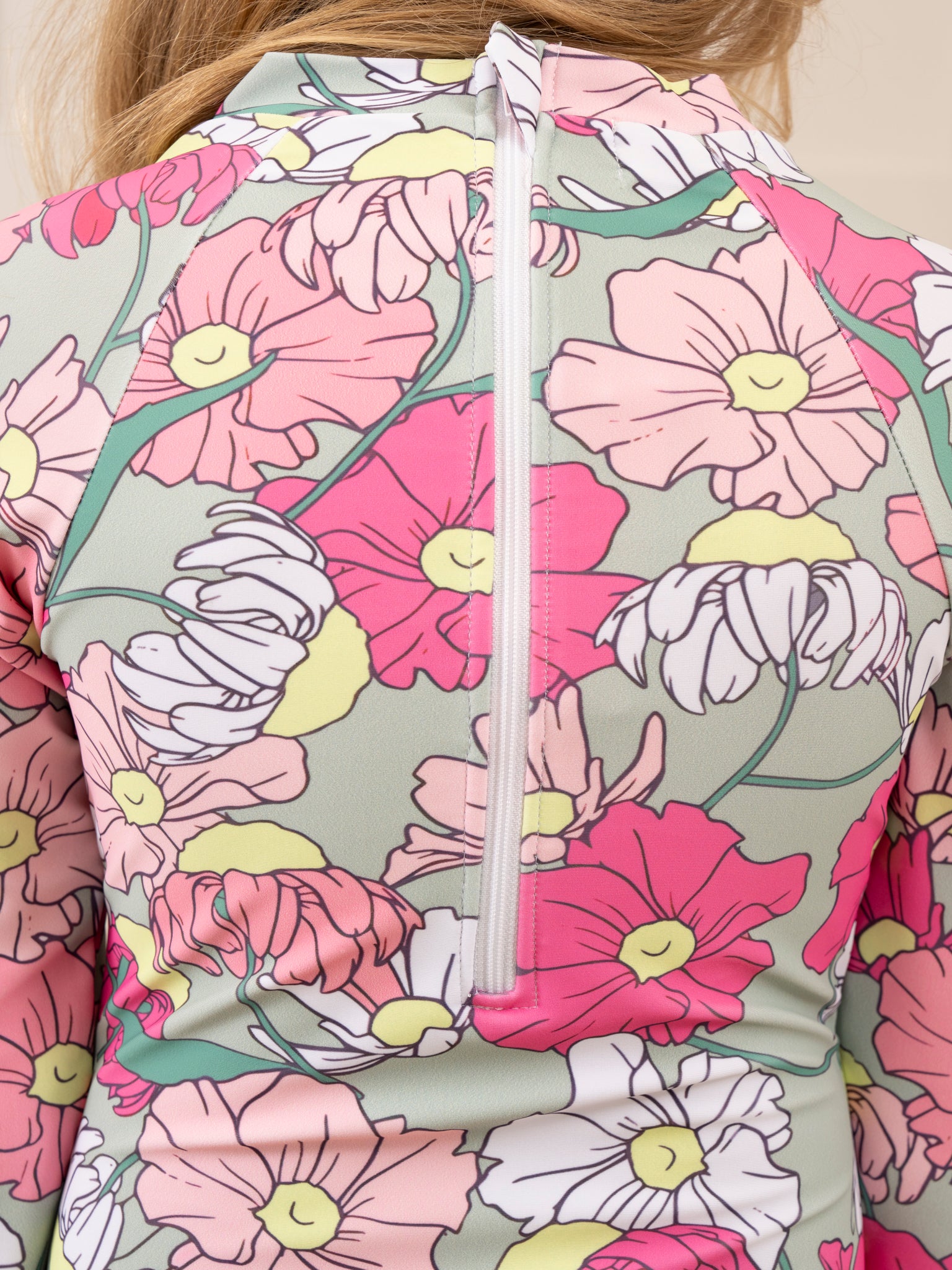 Pink & Green Blossoms Ruffle Swimsuit - Marie Nicole Clothing