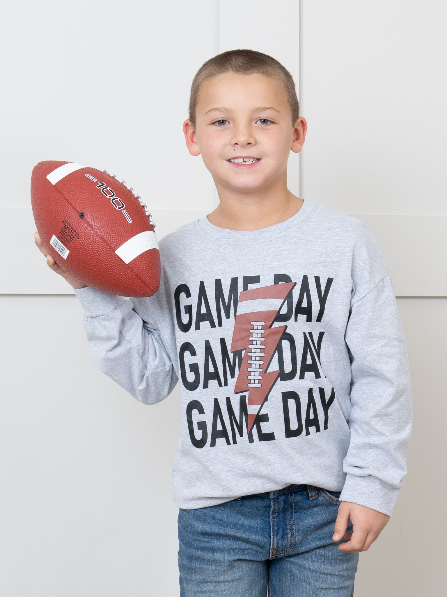 Mom & Me Heather Grey "Game Day" Football Crew Neck & Romper - Marie Nicole Clothing