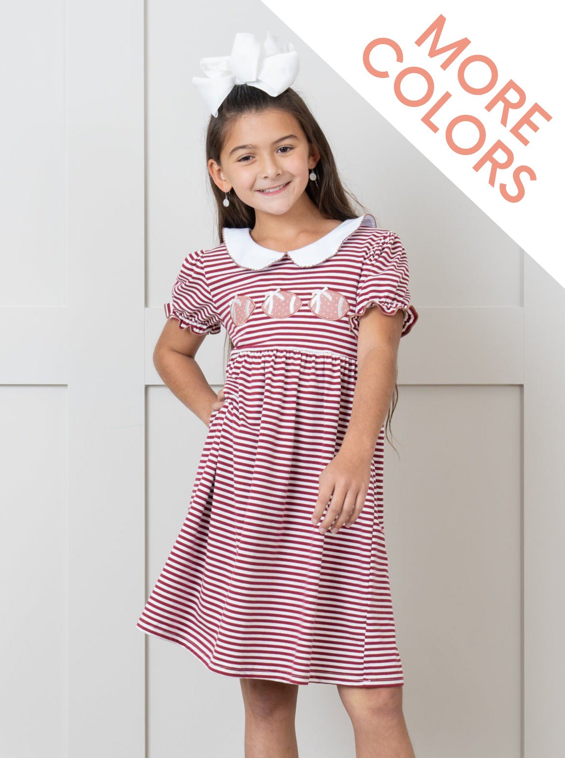 Embroidered Football Striped Dress - Marie Nicole Clothing