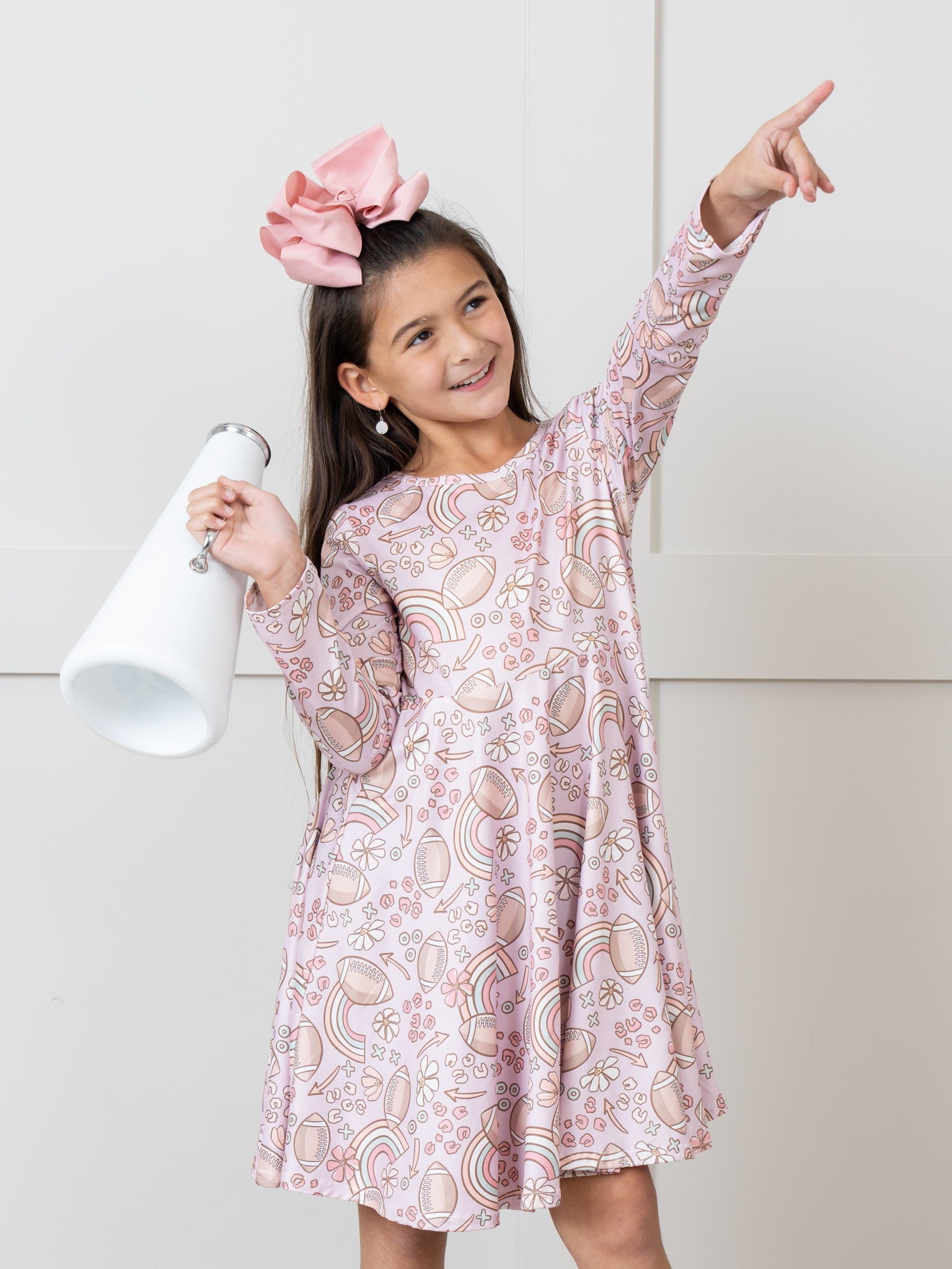 Pastel Rainbows & Football Swing Dress - Marie Nicole Clothing
