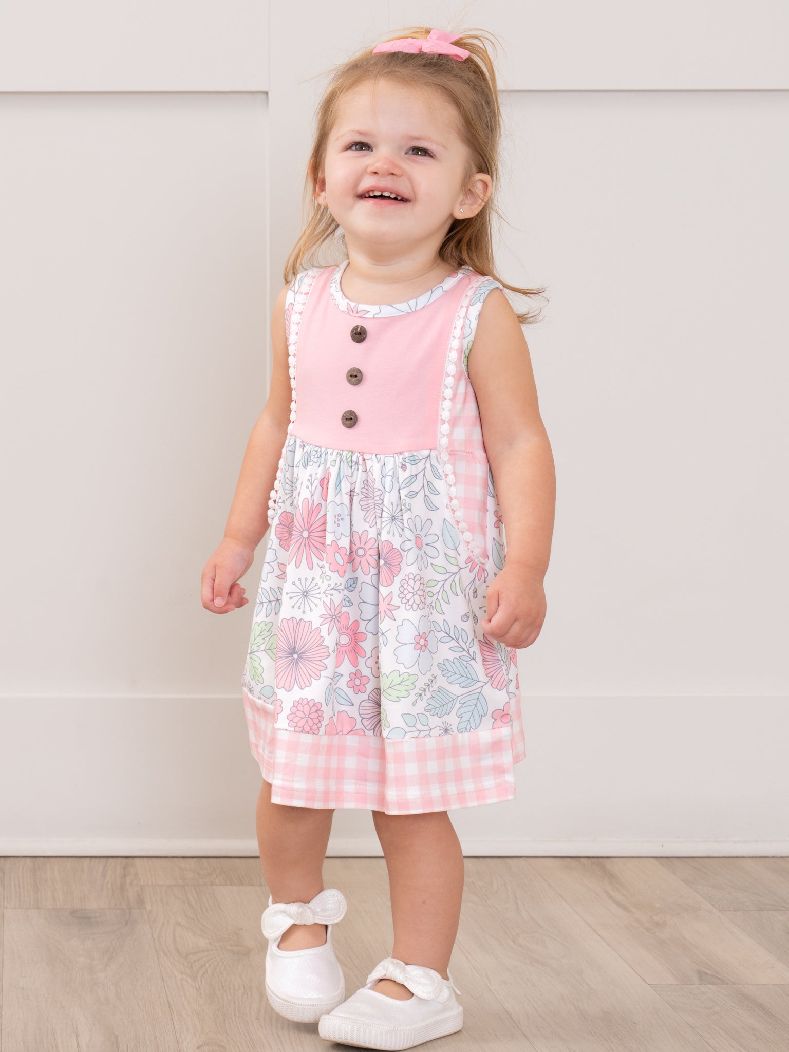 Sweet Wildflowers Gingham Dress - Marie Nicole Clothing