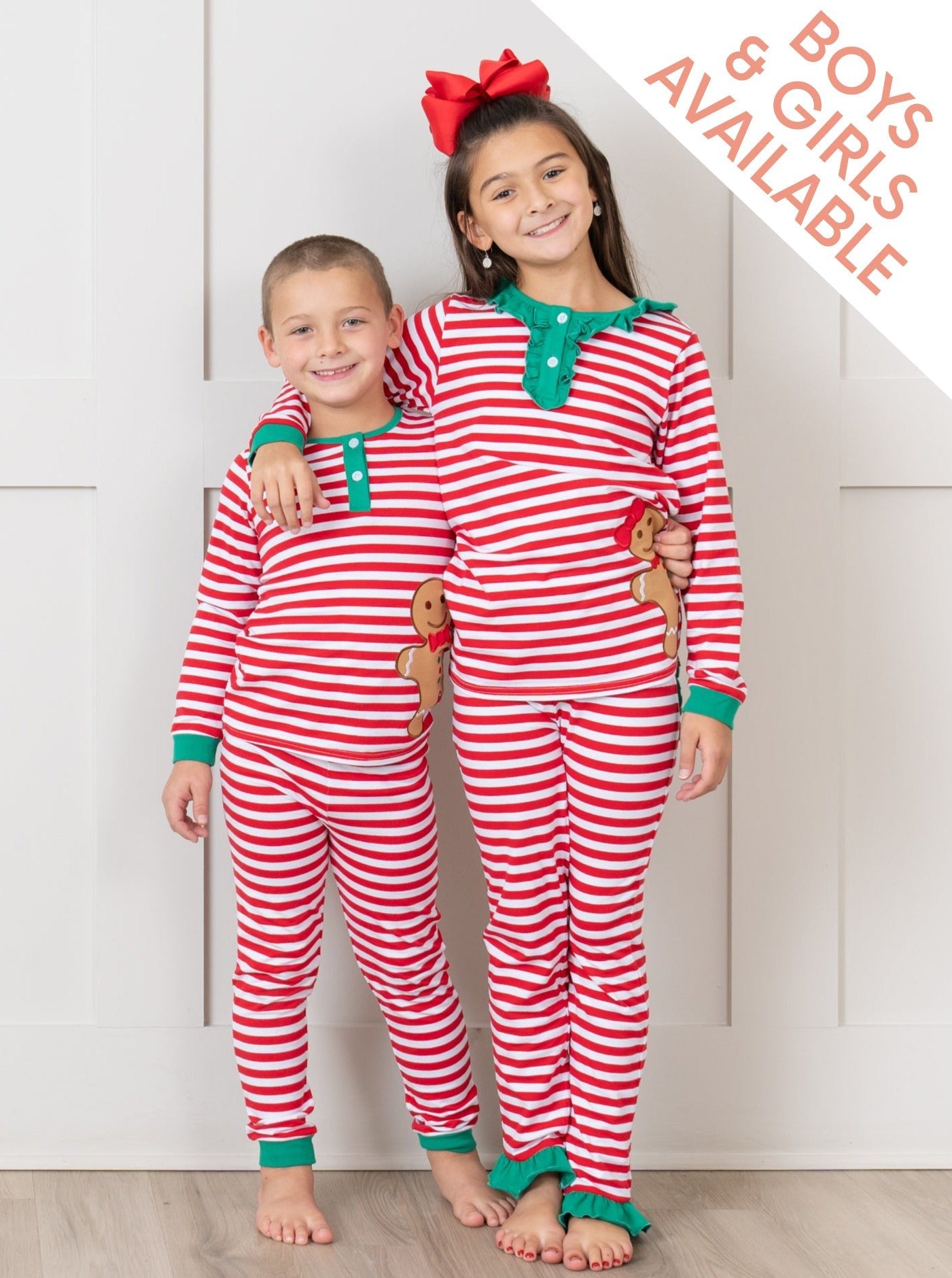 Gingerbread Dreams Striped Christmas Pajamas - Boys & Girls - Marie Nicole Clothing