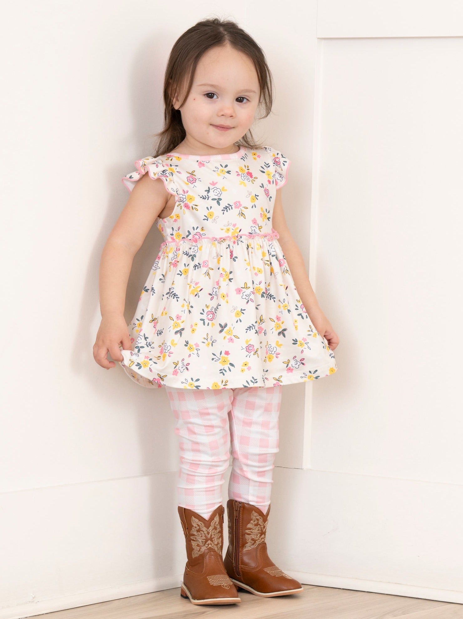 Soft Pink & Yellow Prairie Blooms Outfit - Marie Nicole Clothing