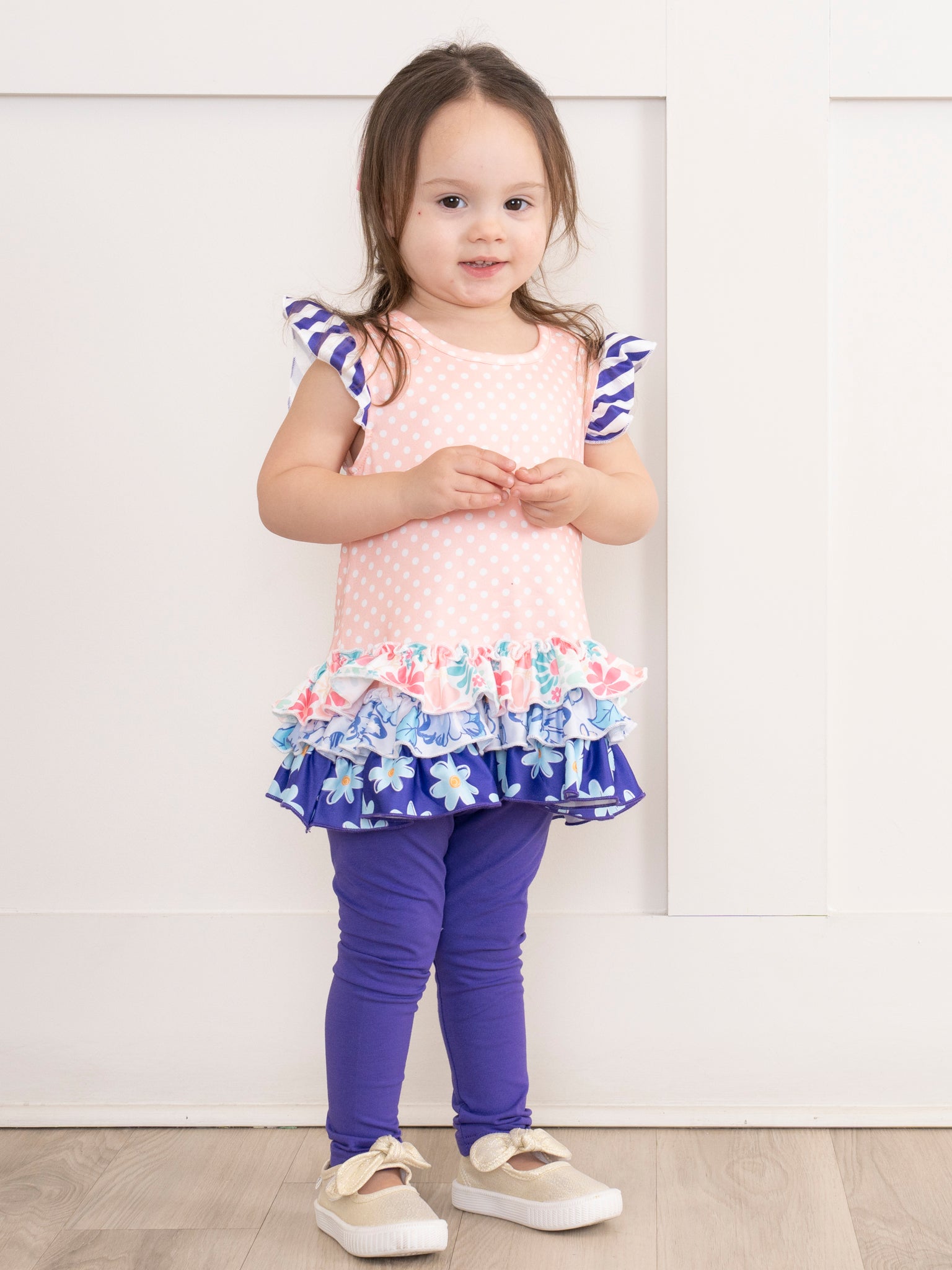 Indigo & Peach Print Outfit - Marie Nicole Clothing