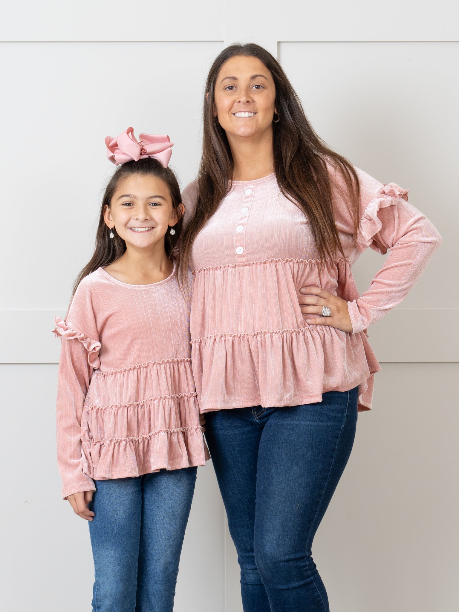 Blush Mom & Me Velvet Ruffle Shirt - Marie Nicole Clothing