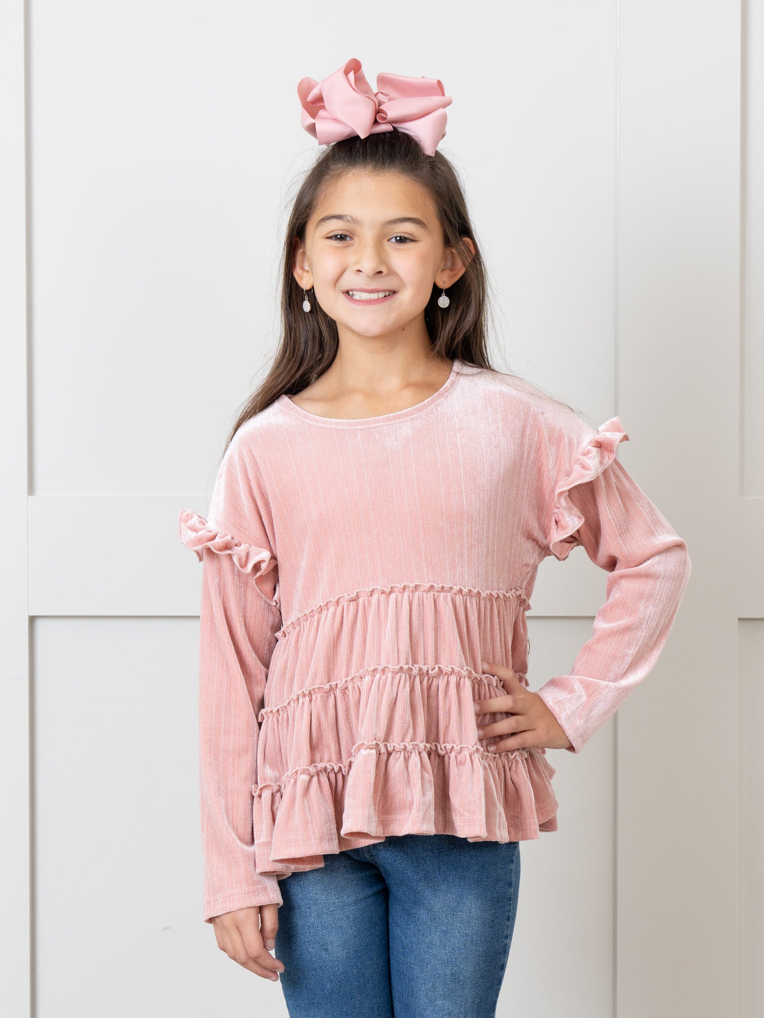 Blush Mom & Me Velvet Ruffle Shirt - Marie Nicole Clothing