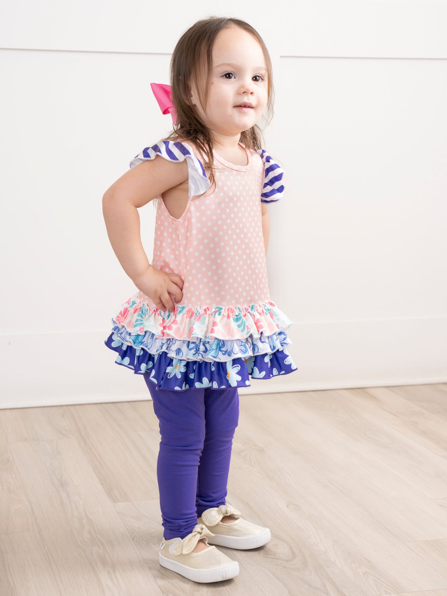 Indigo & Peach Print Outfit - Marie Nicole Clothing