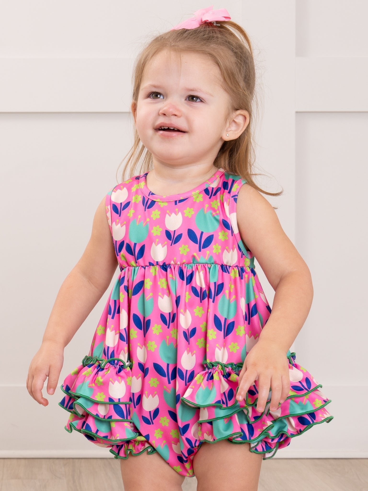 Ruffle Bubble Romper - Tulip - Marie Nicole Clothing