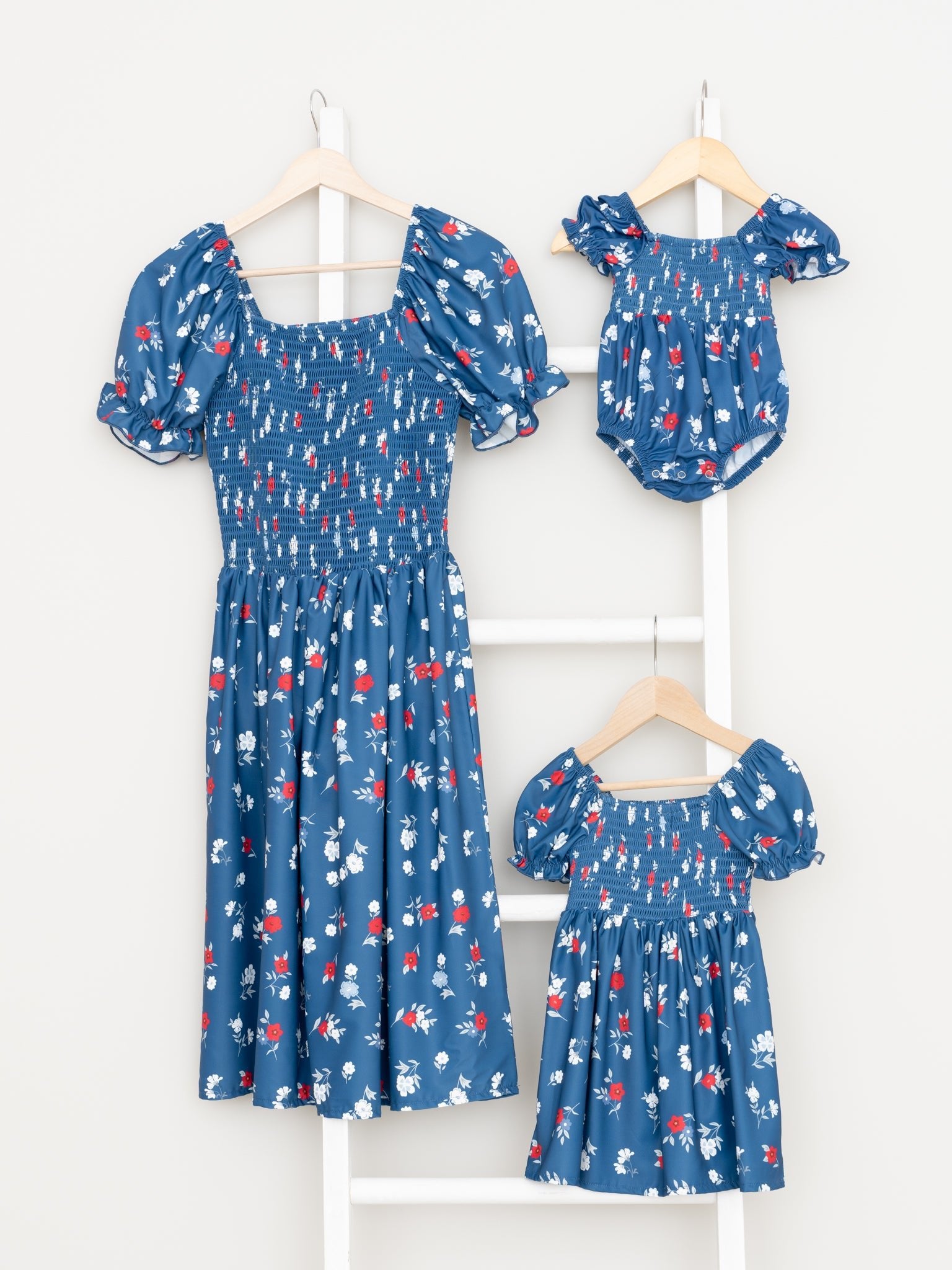 Mom & Me Smocked Navy Floral Dress - Marie Nicole Clothing