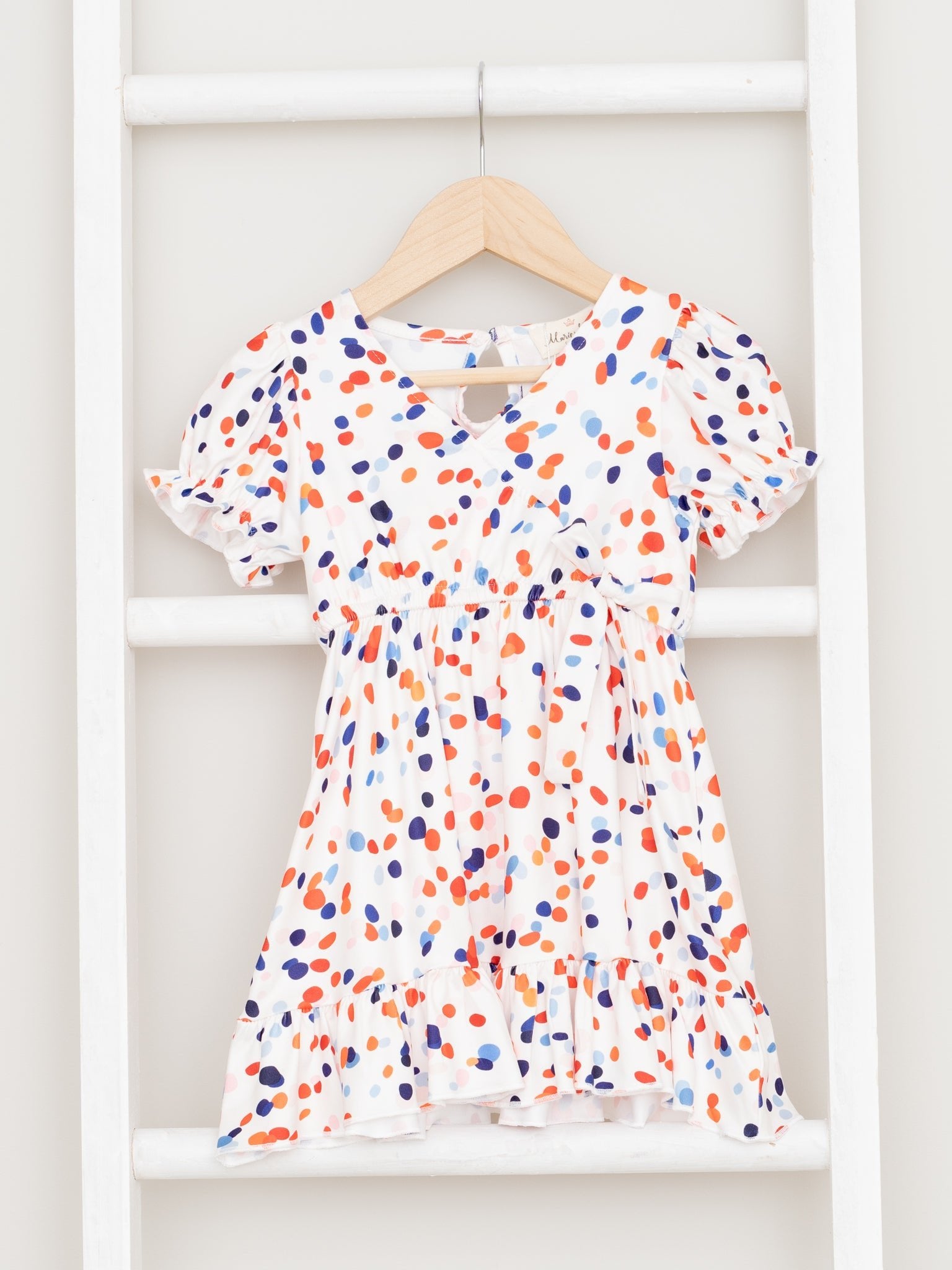 Mom & Me Red & Blue Polka Dot Ruffle Dress - Marie Nicole Clothing