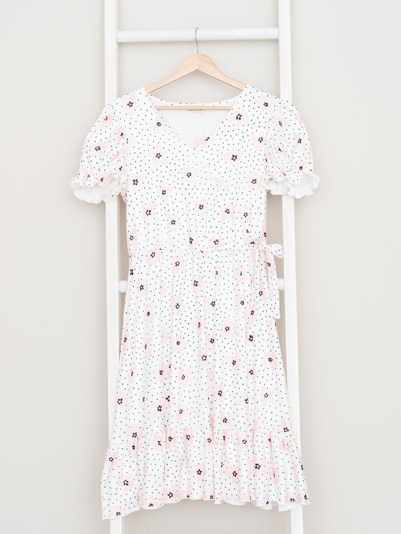 Mom & Me Polka Dot Floral Ruffle Dress - Marie Nicole Clothing