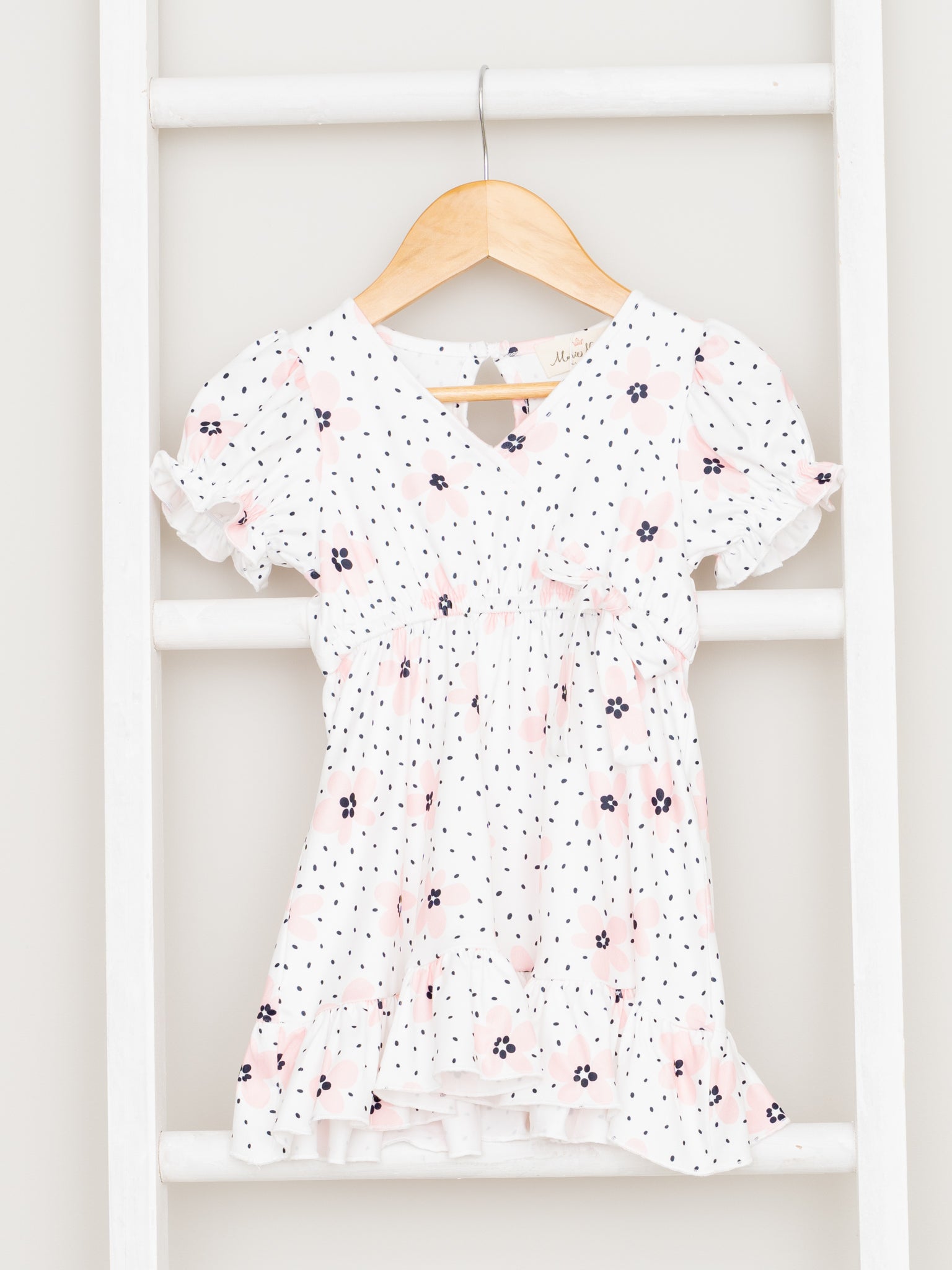 Mom & Me Polka Dot Floral Ruffle Dress - Marie Nicole Clothing